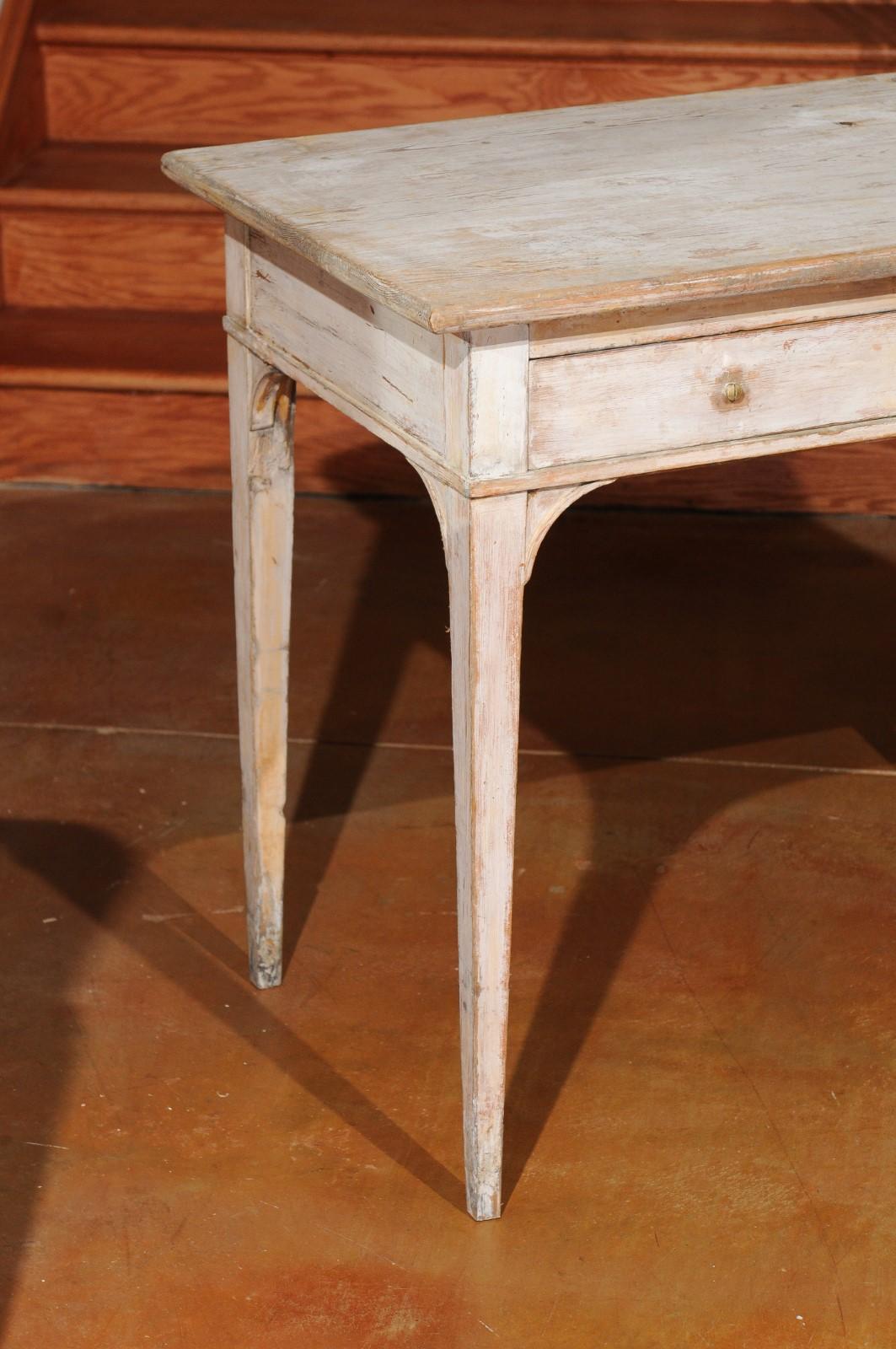 Swedish 19th Century Painted Wood Desk with Two Drawers and Tapered Legs In Good Condition In Atlanta, GA