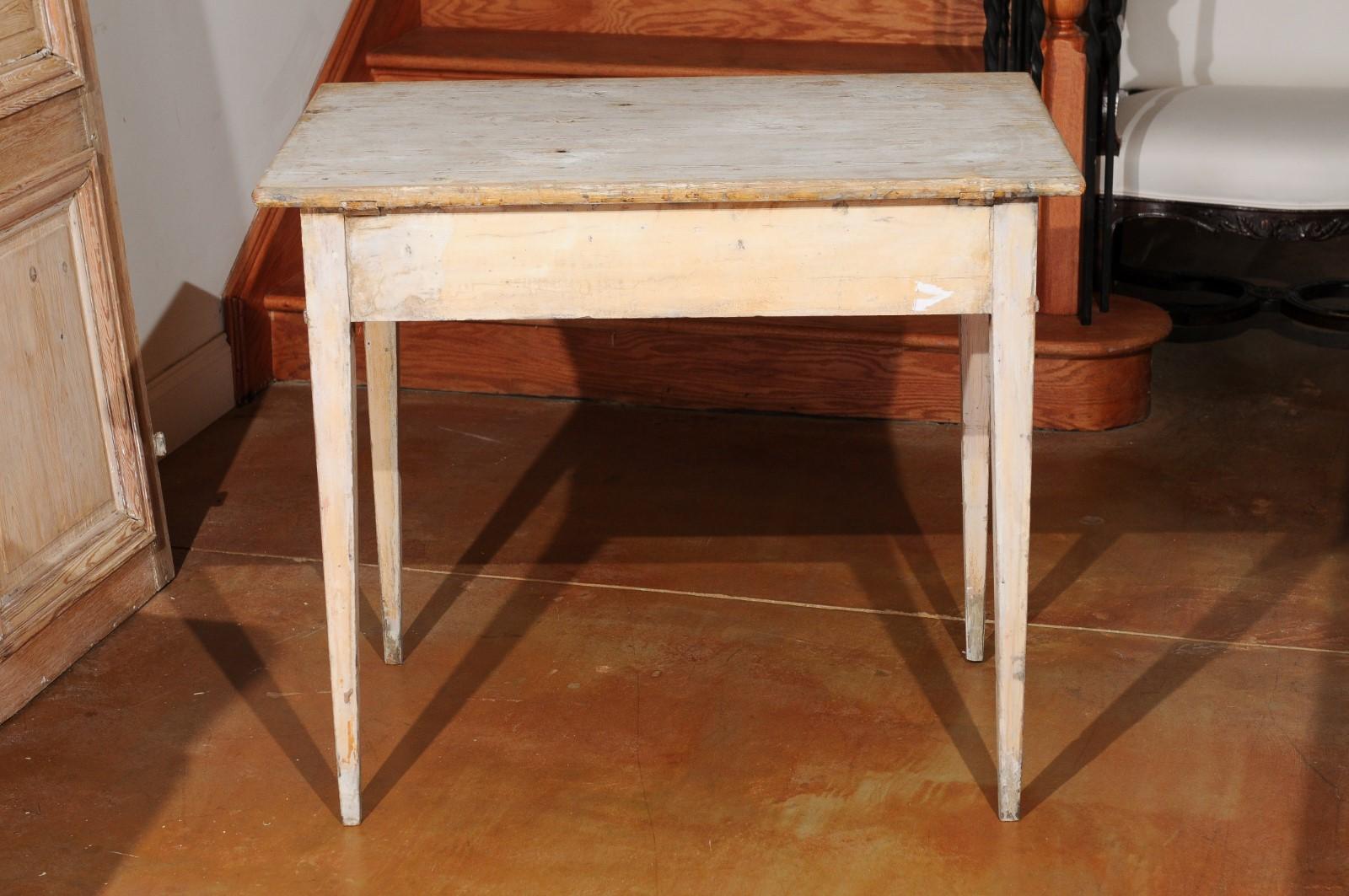 Swedish 19th Century Painted Wood Desk with Two Drawers and Tapered Legs 5