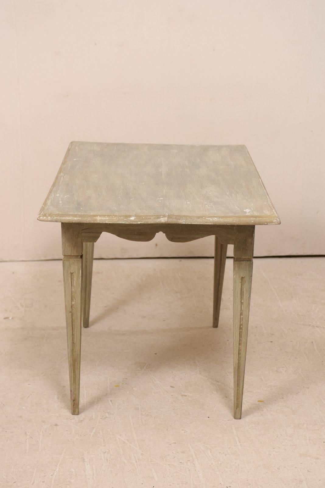 Swedish 19th Century Painted Wood Desk with Uniquely Carved Apron 3