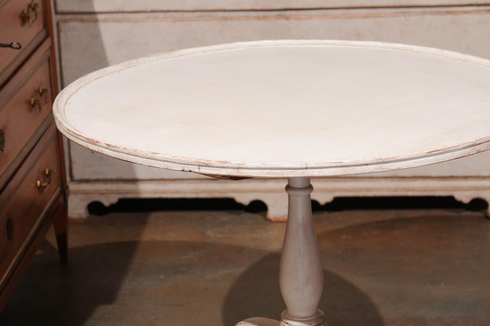 Swedish 19th Century Painted Wood Round Tilt-Top Table with Tripod Base 8