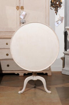 Swedish 19th Century Painted Wood Round Tilt-Top Table with Tripod Base