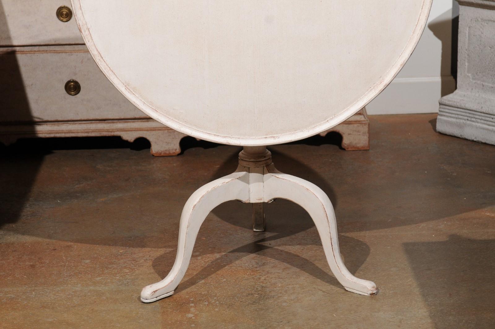 Swedish 19th Century Painted Wood Round Tilt-Top Table with Tripod Base 2