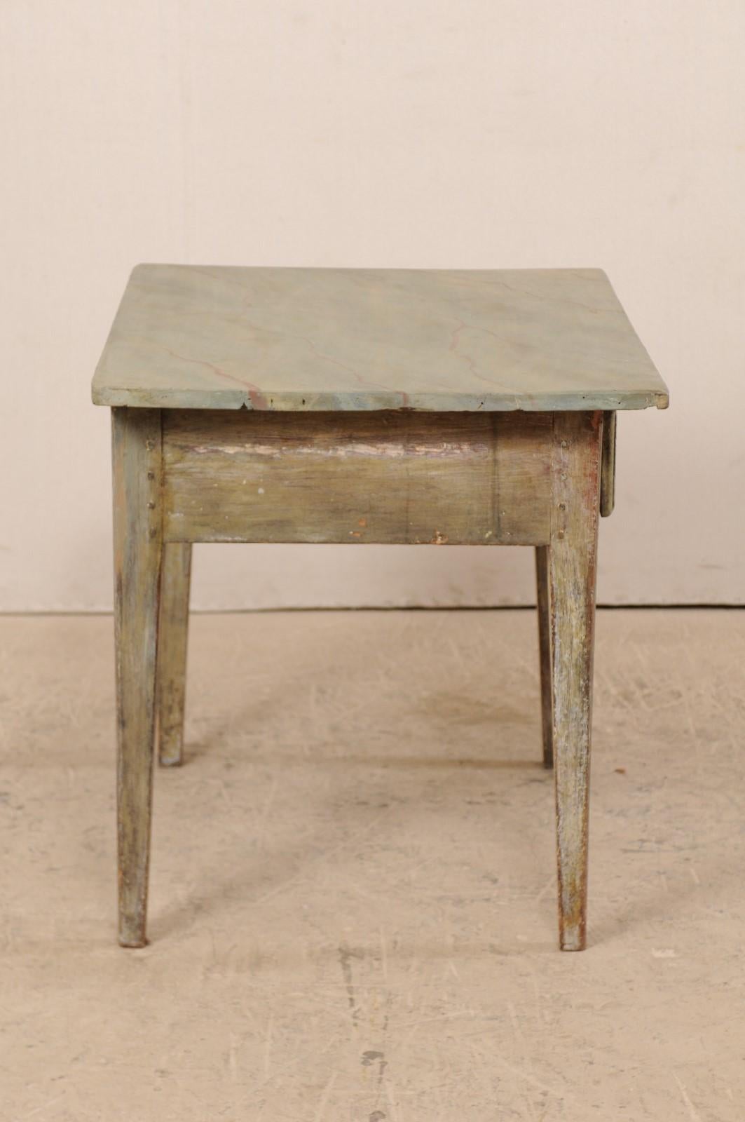Swedish 19th Century Painted Wood Table with Faux Marble Top In Good Condition For Sale In Atlanta, GA