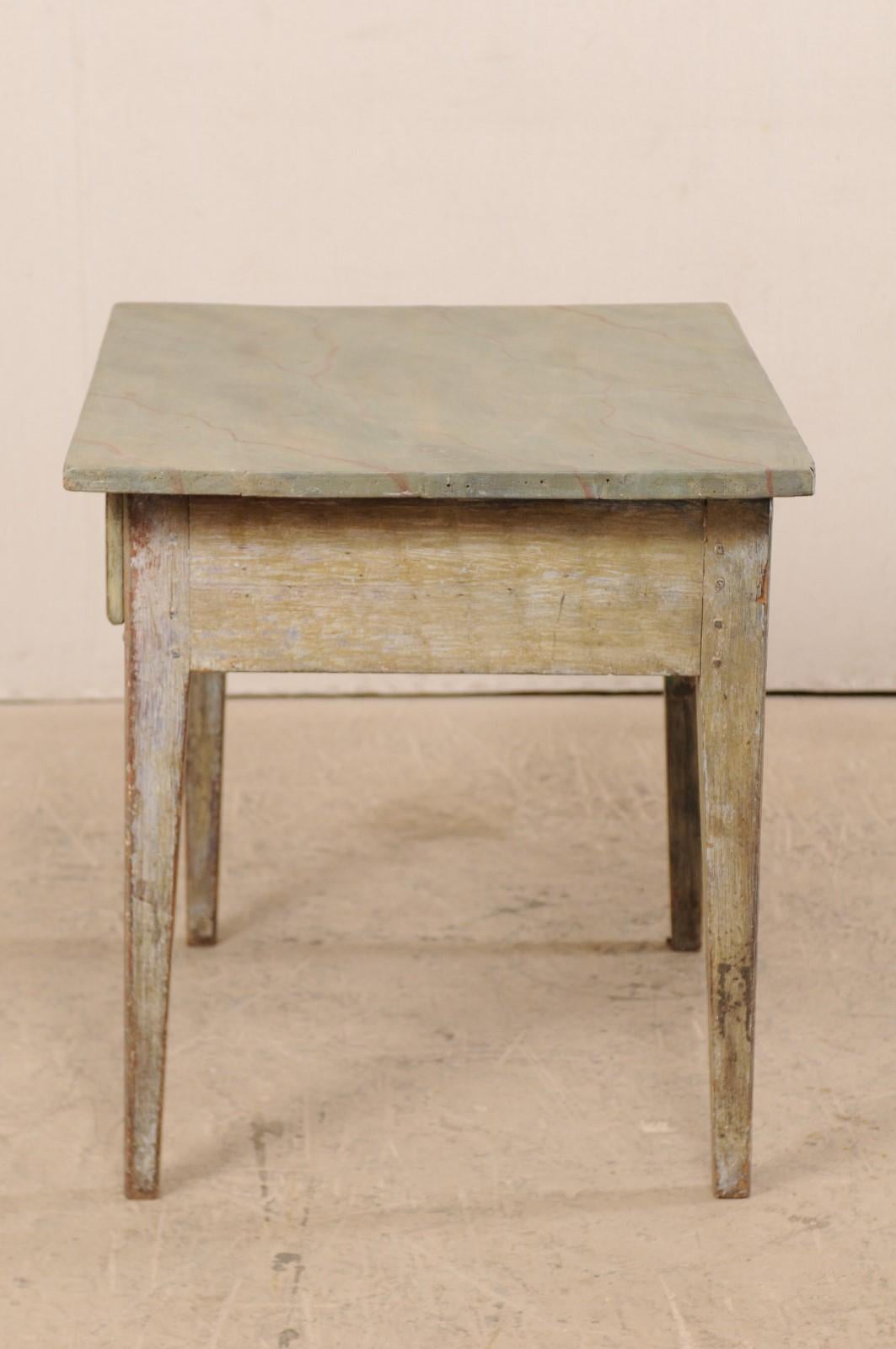 Swedish 19th Century Painted Wood Table with Faux Marble Top For Sale 1
