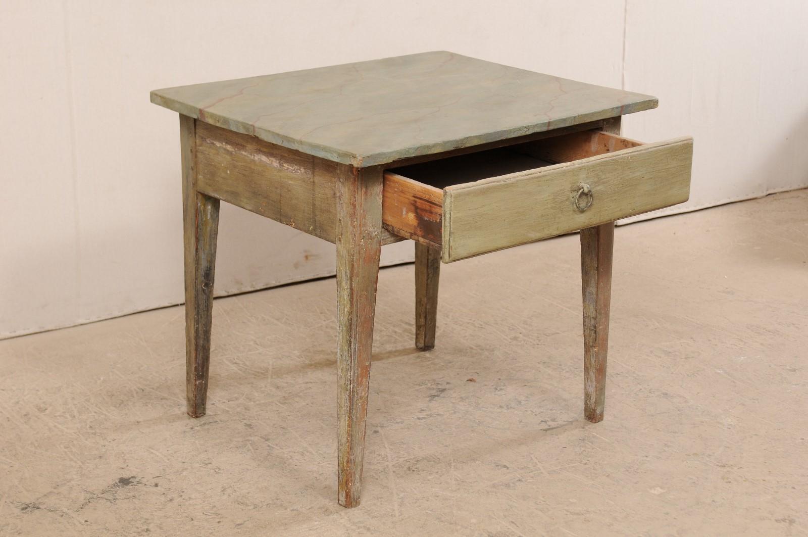 Swedish 19th Century Painted Wood Table with Faux Marble Top For Sale 2
