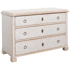 Swedish 19th Century Painted Wood Three-Drawer Chest with Distressed Finish