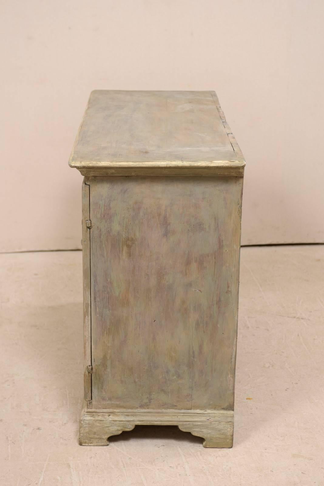Swedish 19th Century Painted Wood Two-Door Buffet Cabinet in Soft Grey Tones 1