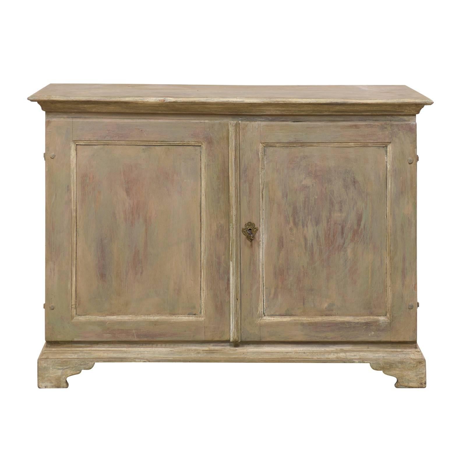 Swedish 19th Century Painted Wood Two-Door Buffet Cabinet in Soft Grey Tones