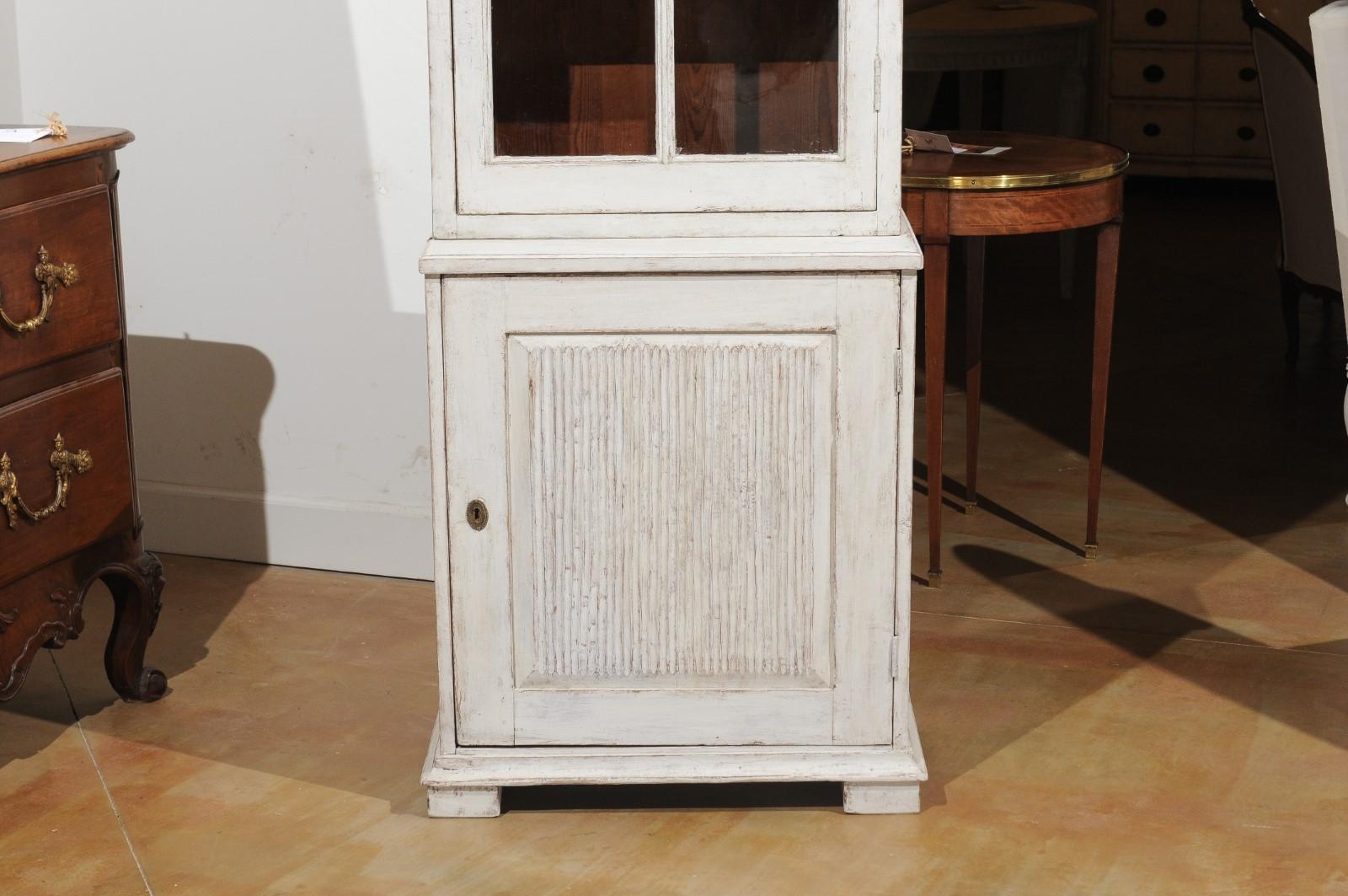 Swedish 19th Century Painted Wood Two-Part Vitrine Cabinet with Glass Door 14