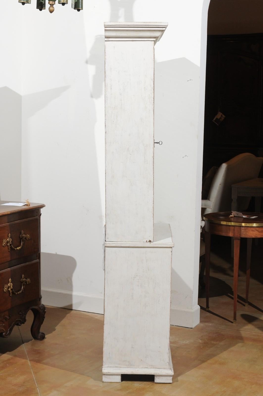 Swedish 19th Century Painted Wood Two-Part Vitrine Cabinet with Glass Door 5