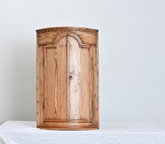 Swedish 19th Century Pine Wall Mounted Corner Cabinet