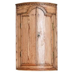 Swedish 19th Century Pine Wall Mounted Corner Cabinet