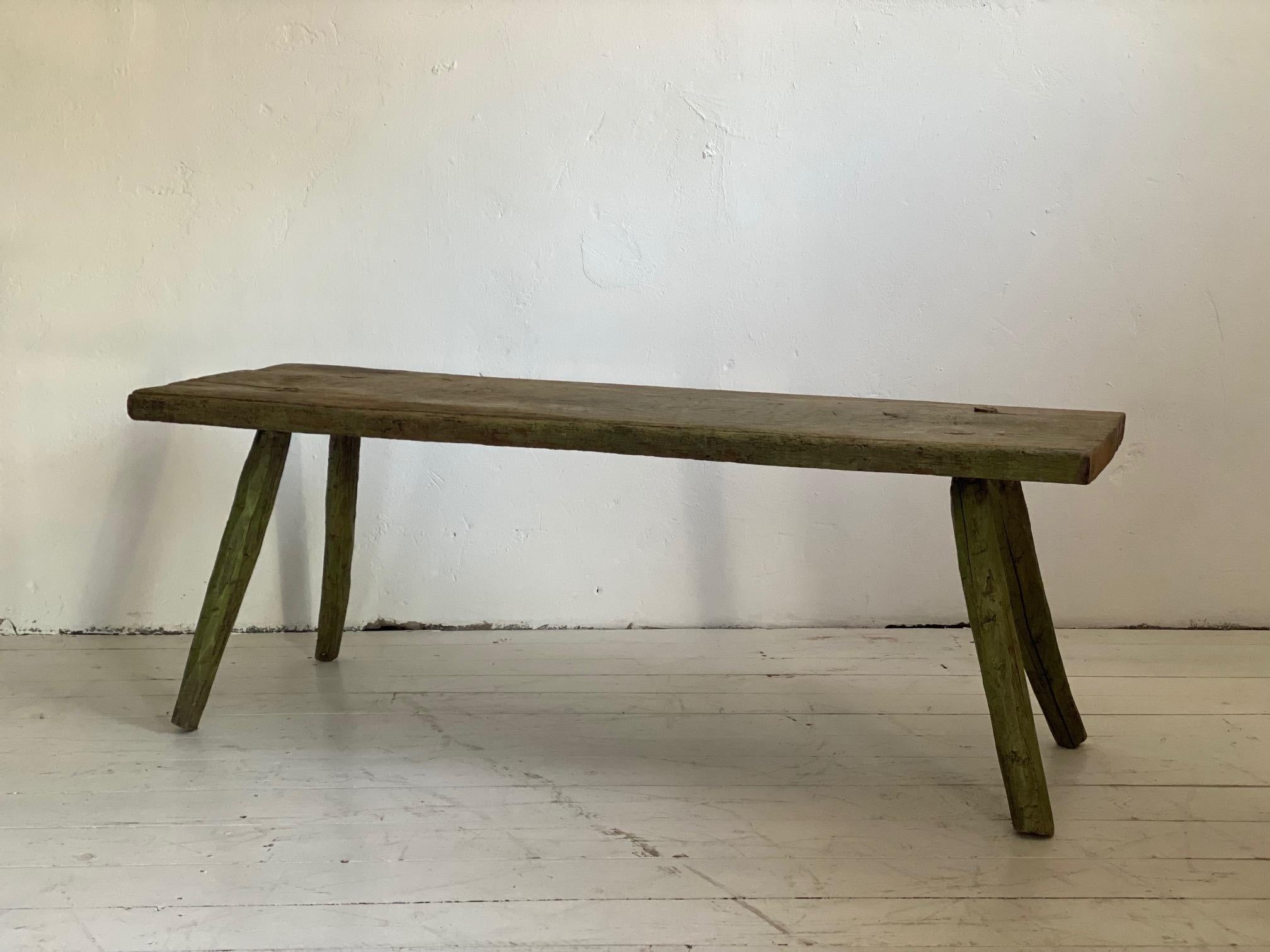 Oak Swedish 19th Century Primitive Minimalistic Table or Bench, Beautiful Patina