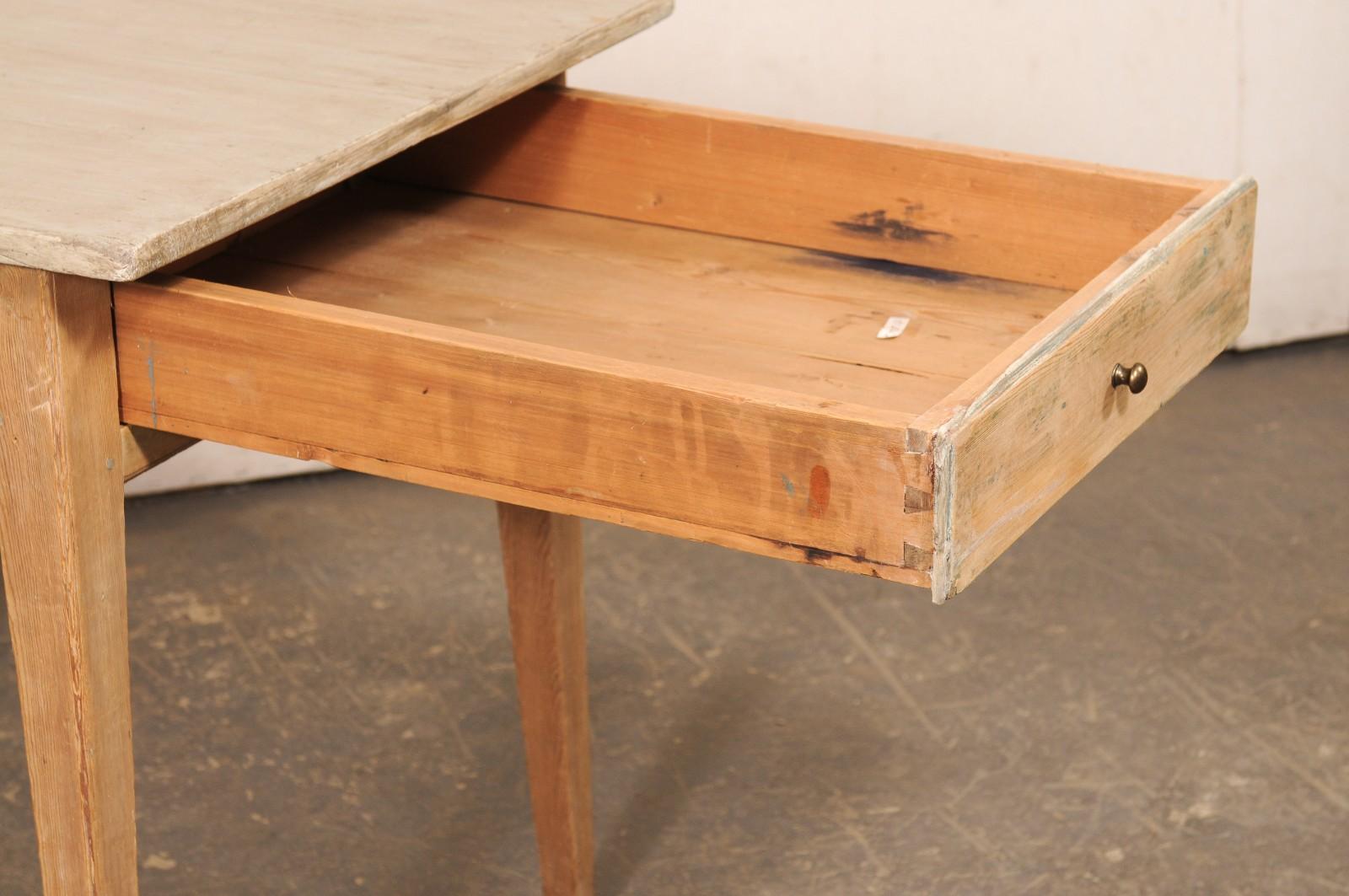 Wood Swedish 19th Century Rectangular Occasional Table w/Deep Drawer For Sale