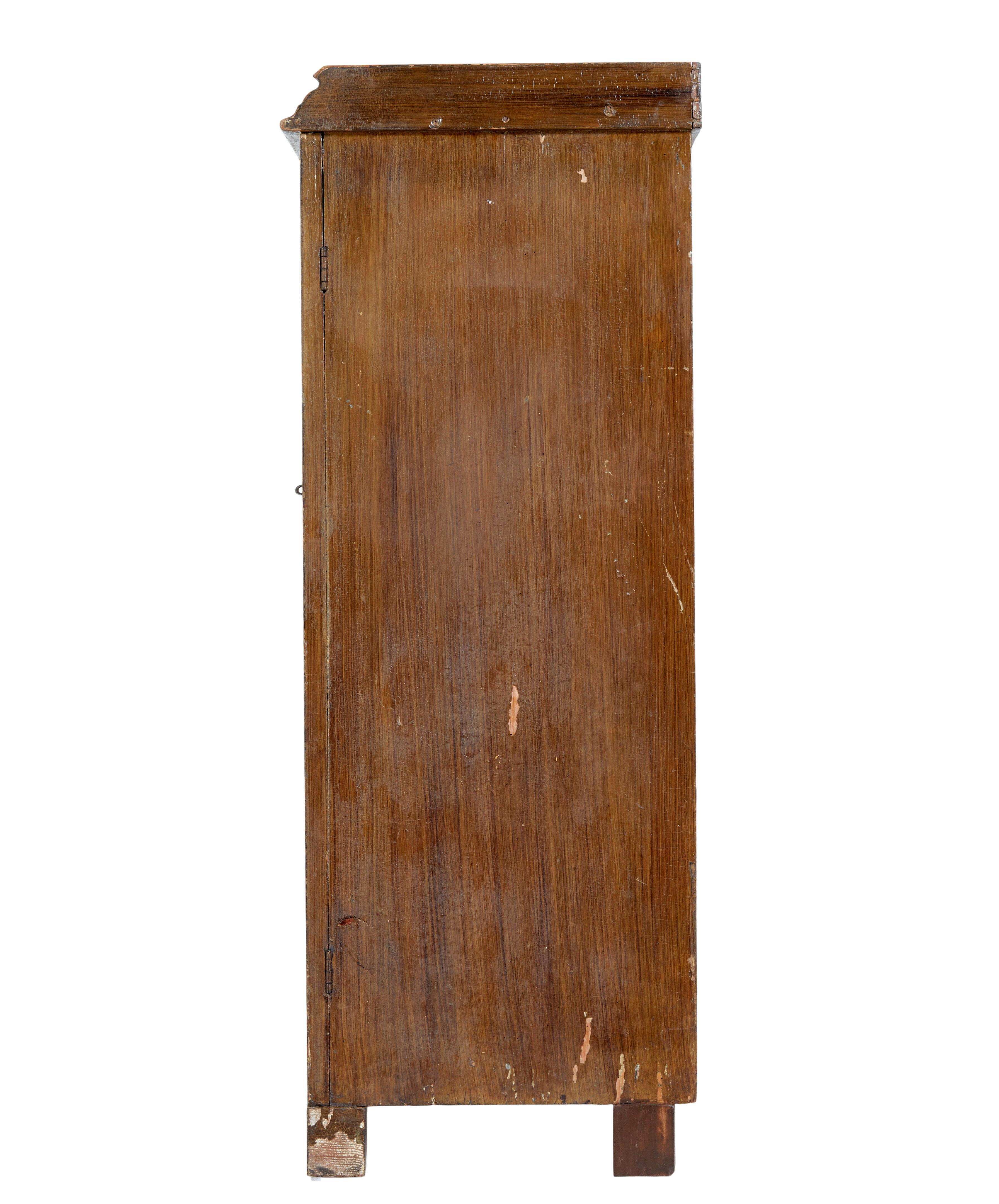 Hand-Crafted Swedish 19th Century rustic painted pine cupboard For Sale