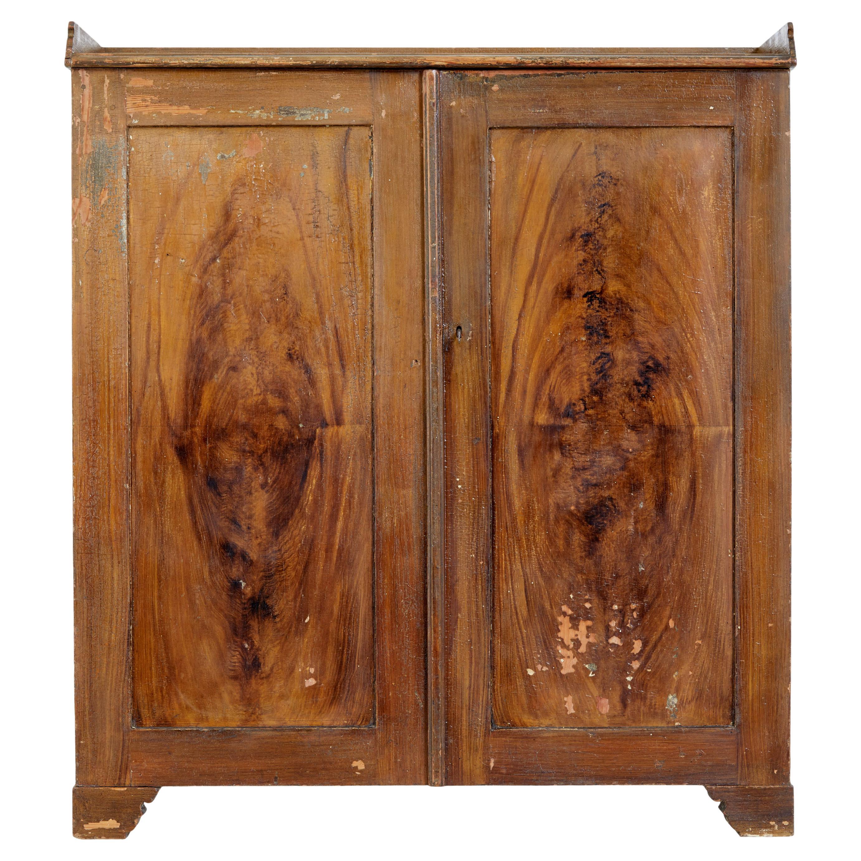 Swedish 19th Century rustic painted pine cupboard For Sale