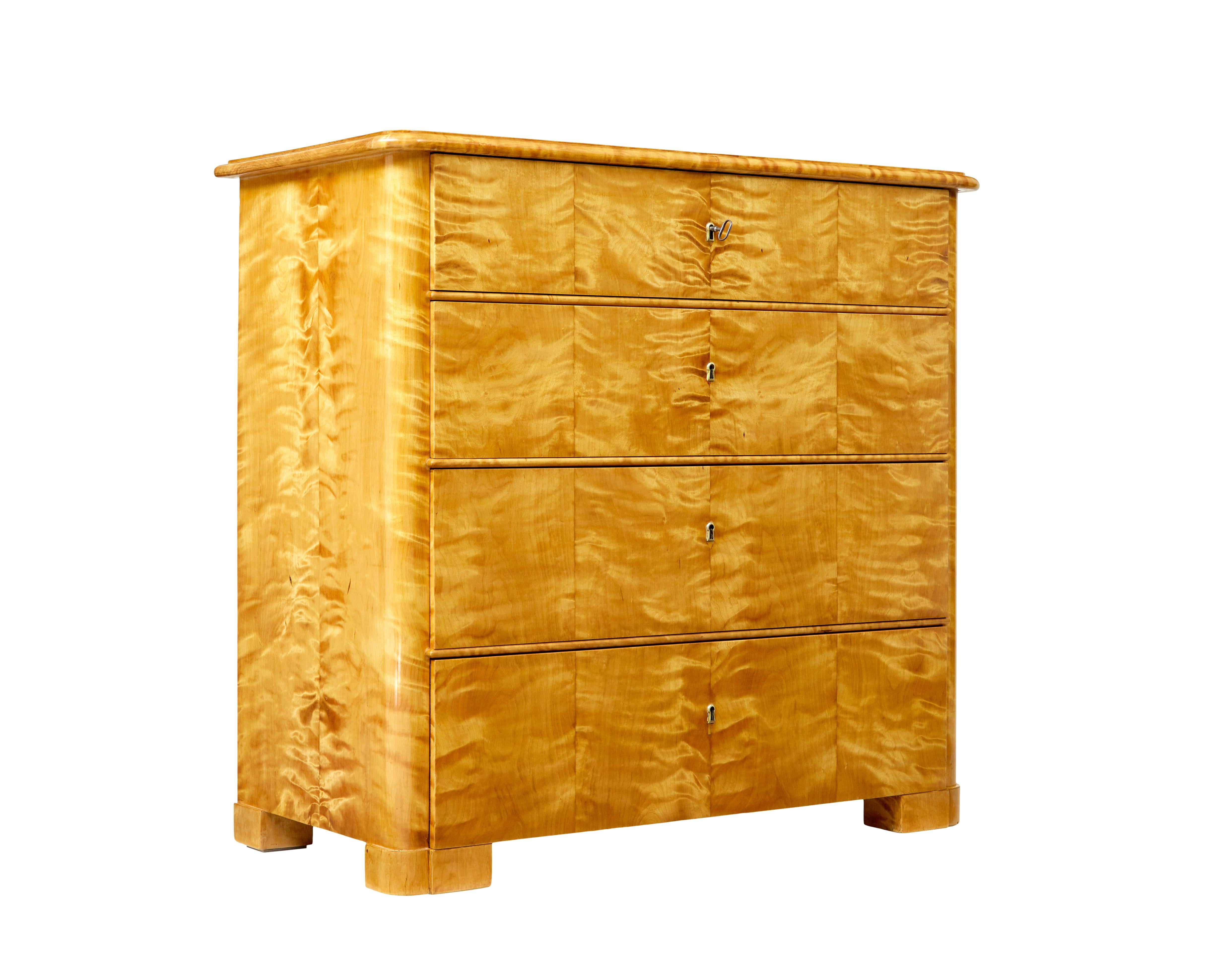 19th Century Swedish 19th century satin birch chest of drawers For Sale