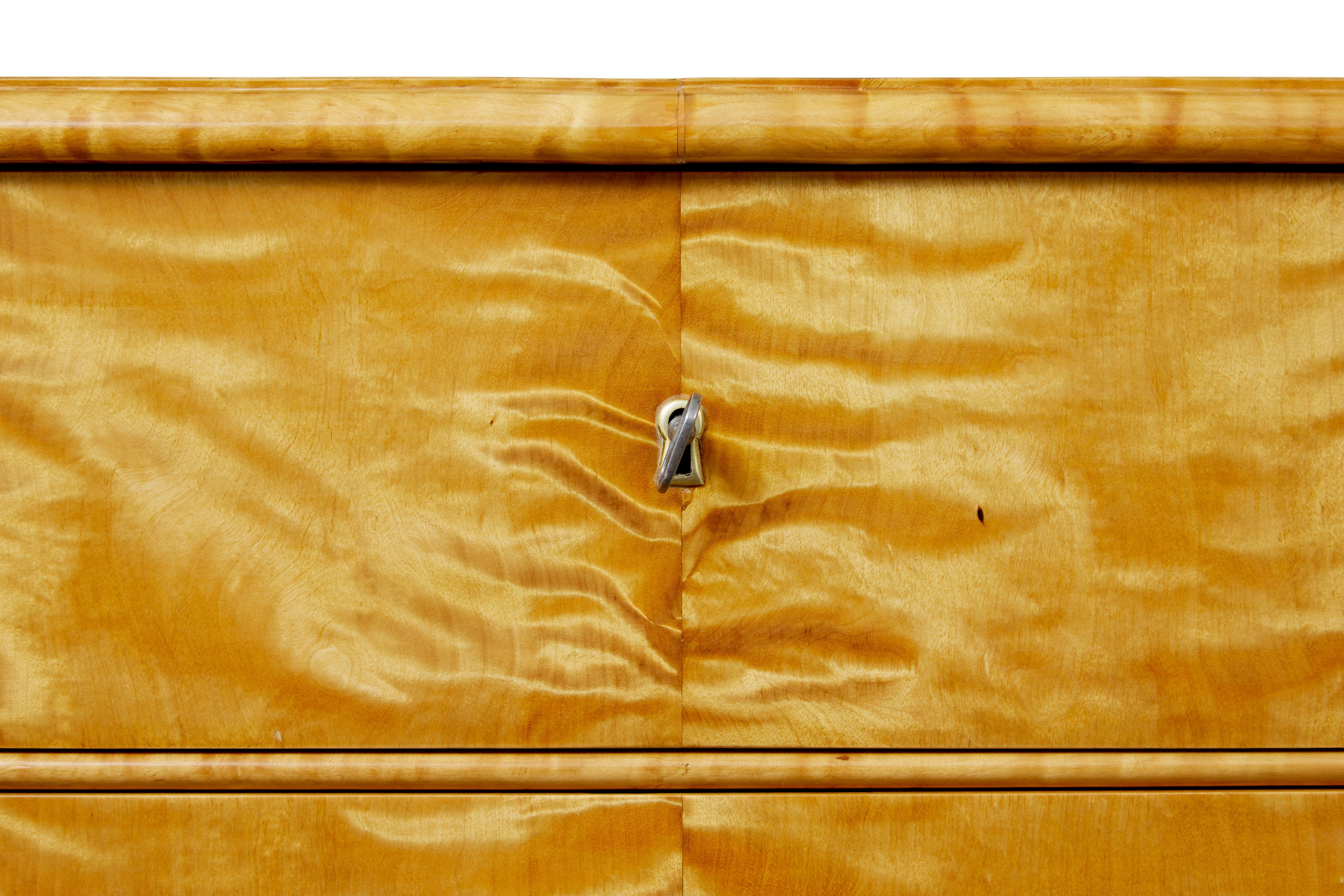 Birch Swedish 19th century satin birch chest of drawers For Sale