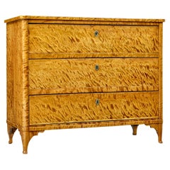 Swedish 19th century satin birch chest of drawers