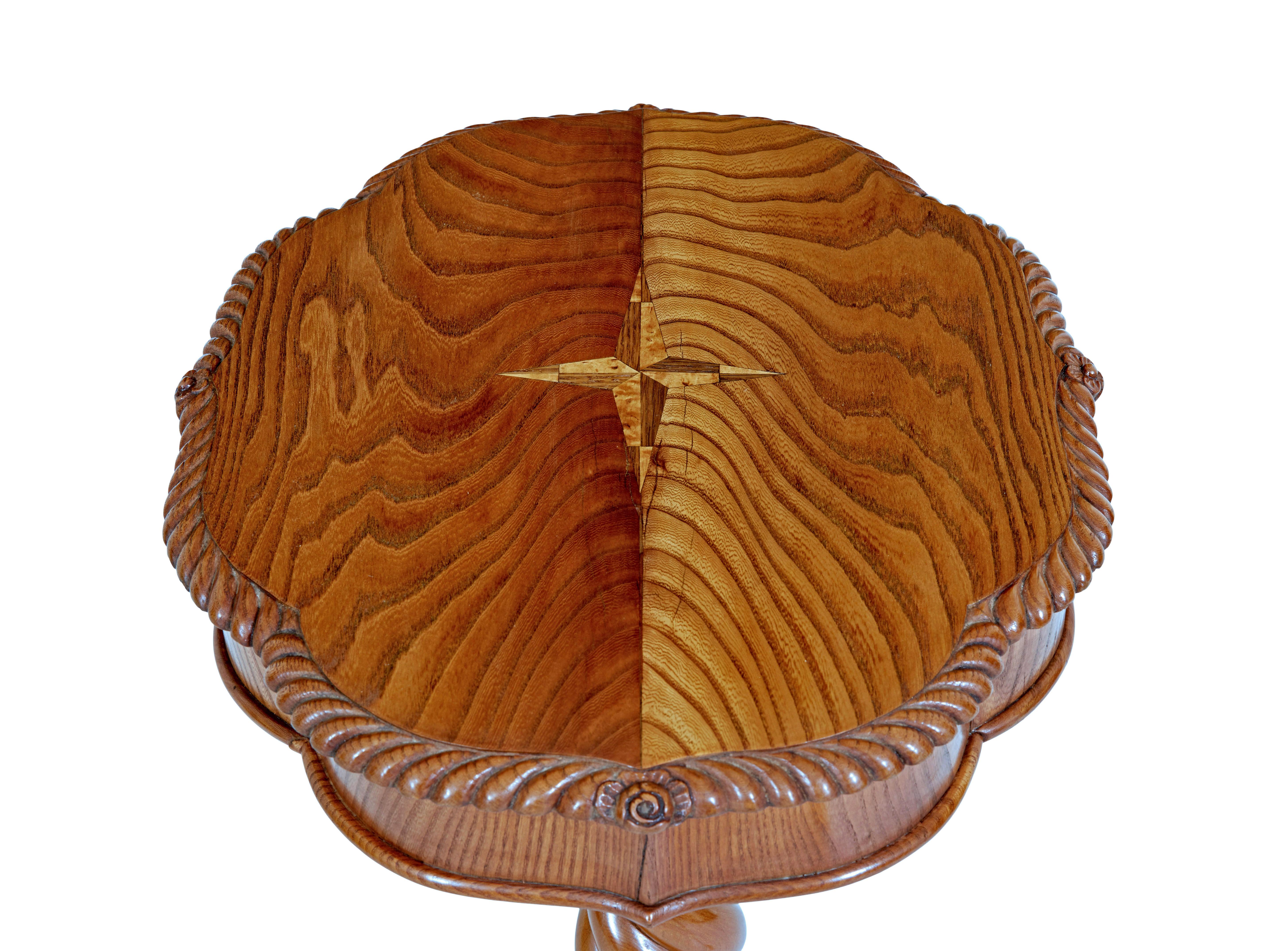 Swedish 19th century small elm occasional table In Good Condition For Sale In Debenham, Suffolk