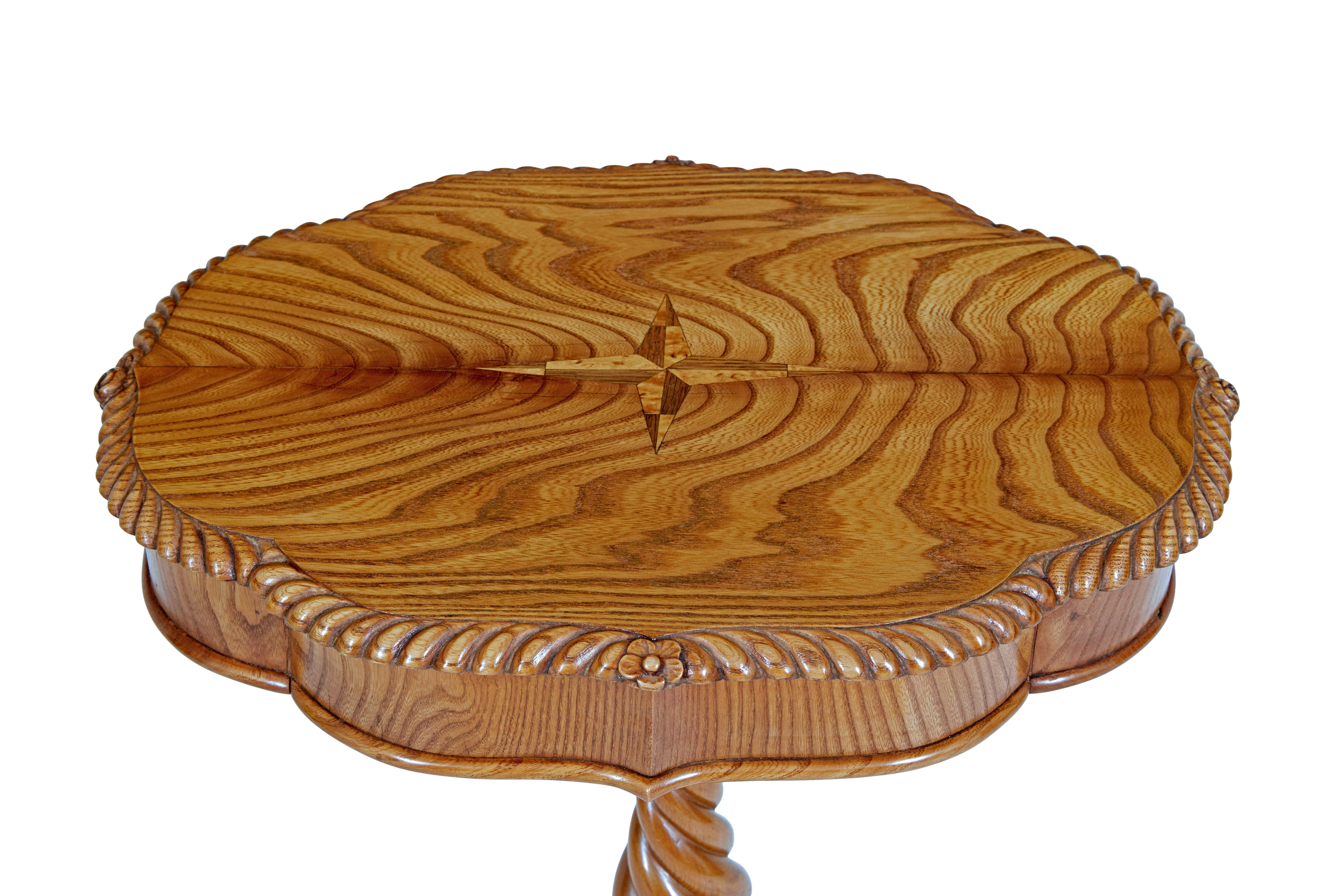 19th Century Swedish 19th century small elm occasional table For Sale