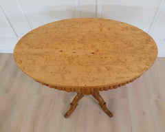 Swedish 19th Century Solid Birch Oval Occasional Table