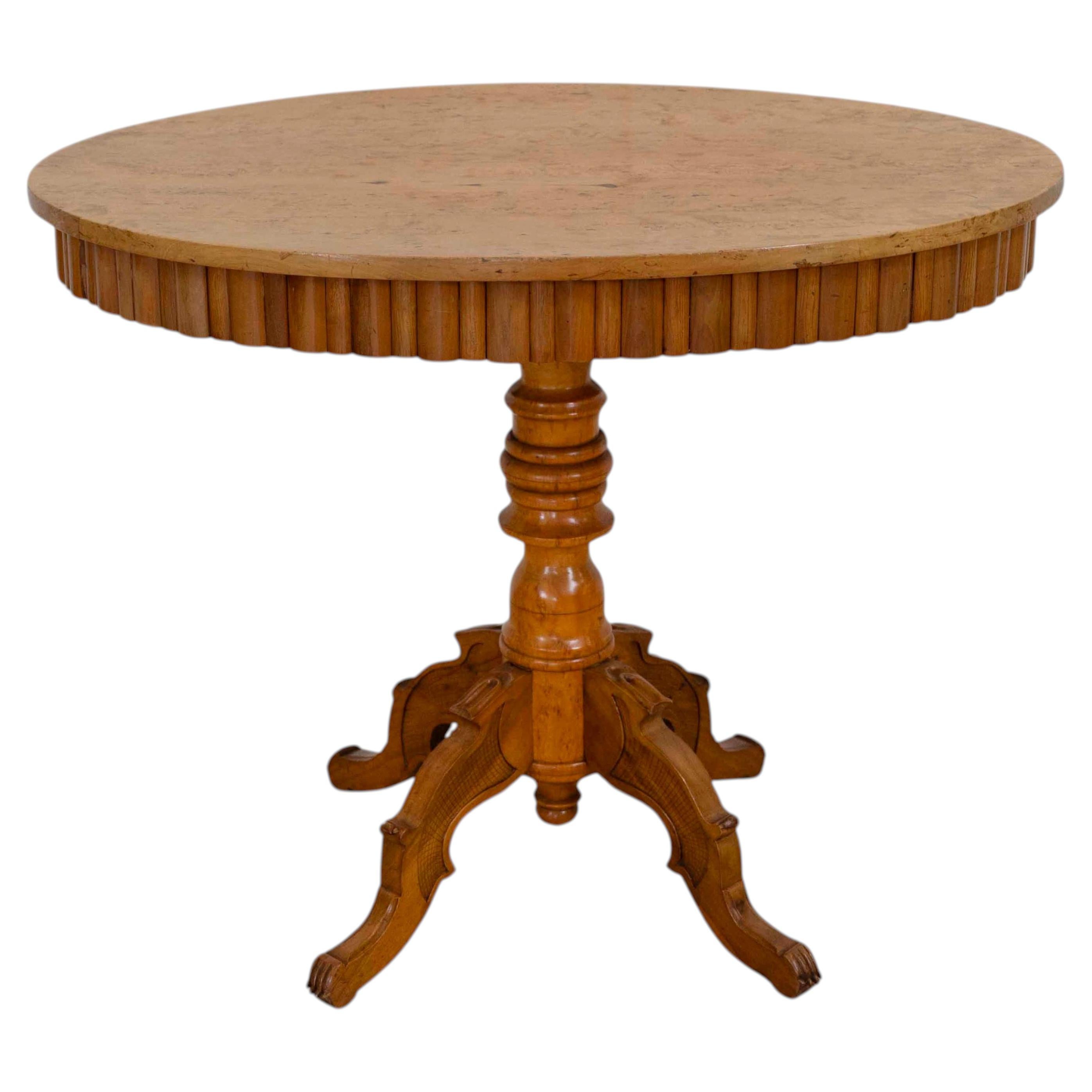 Swedish 19th Century Solid Birch Oval Occasional Table For Sale