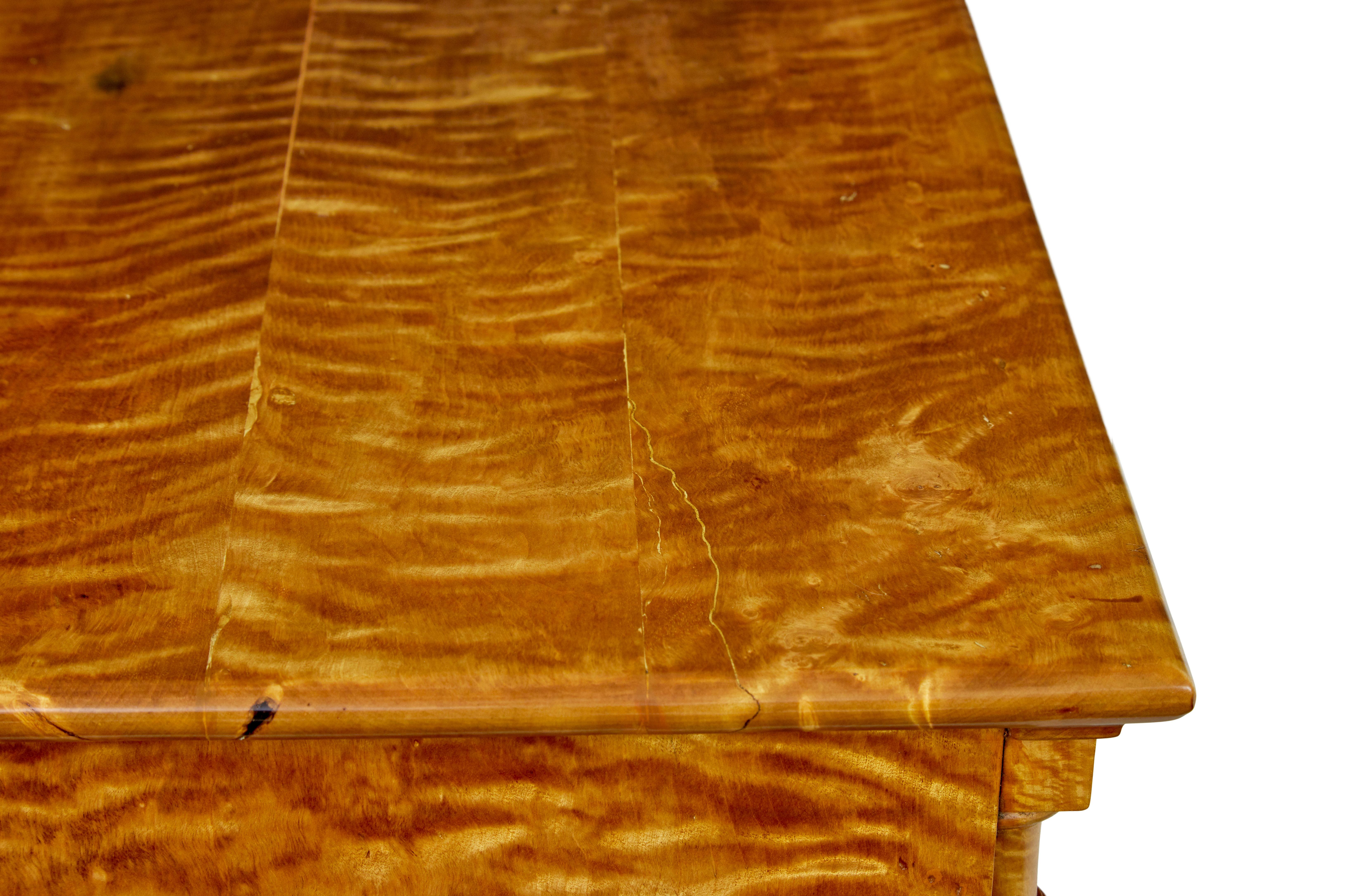 Swedish 19th century tiger birch chest of drawers For Sale 5