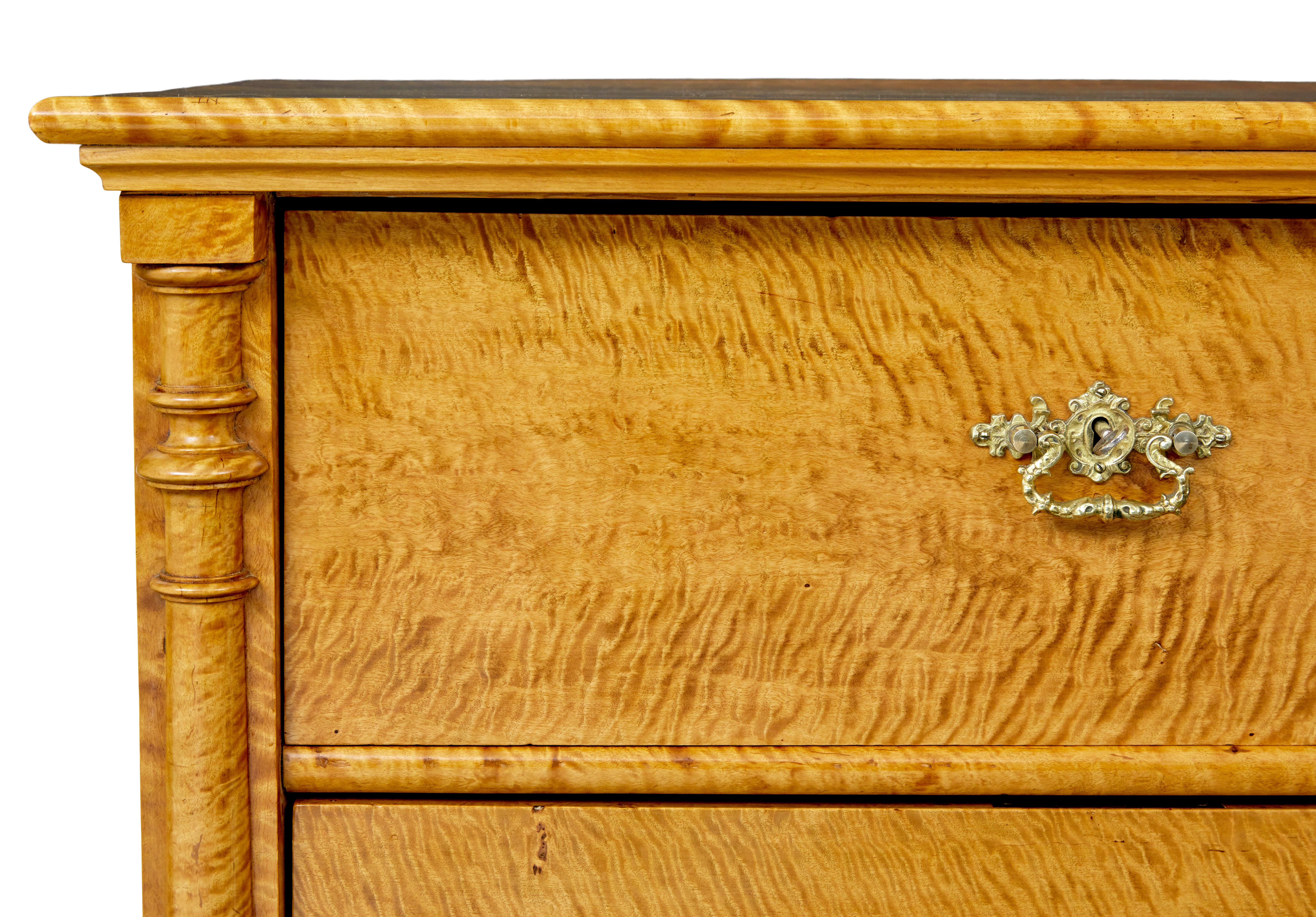 Swedish 19th century tiger birch chest of drawers For Sale 2