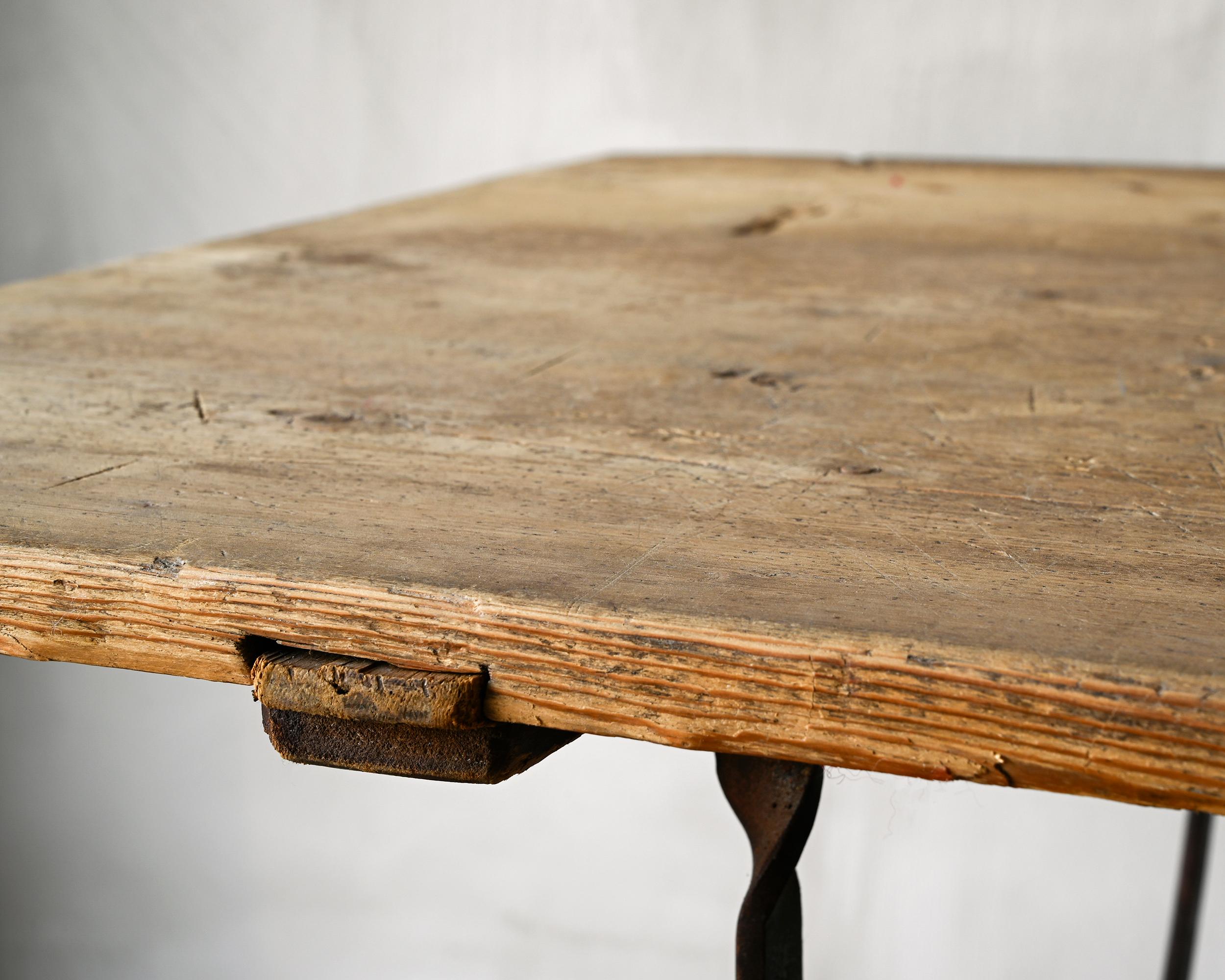 Hand-Crafted Swedish 19th Century Trestle Table