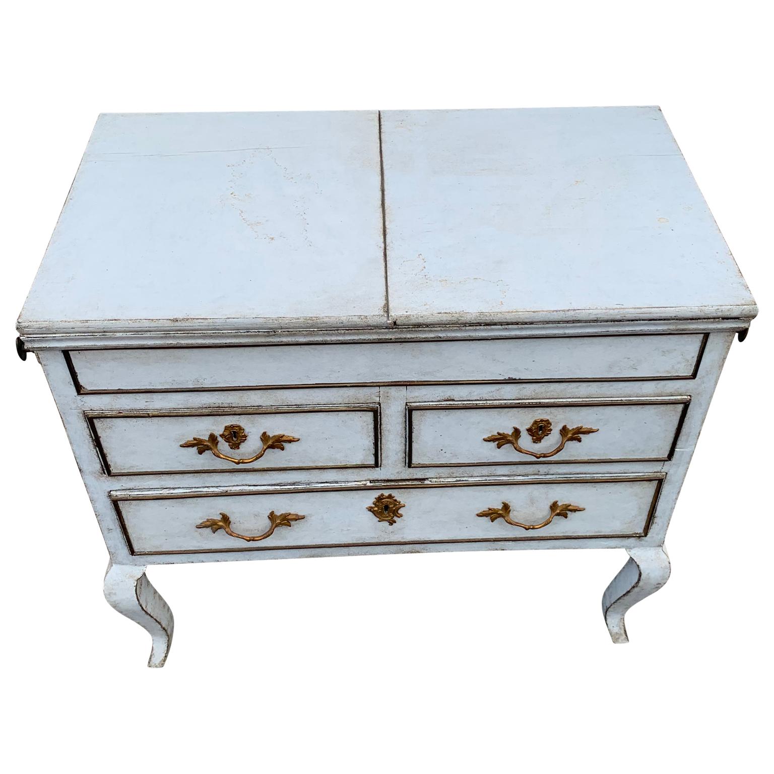 Swedish 19th century vanity dresser with three drawers

The drawers are lined with brass lists and Louis Seize style bronze hardware.

EUR 175 delivery to most areas of London UK, The Netherlands, Belgium, Denmark, Sweden and Northern Germany.

 