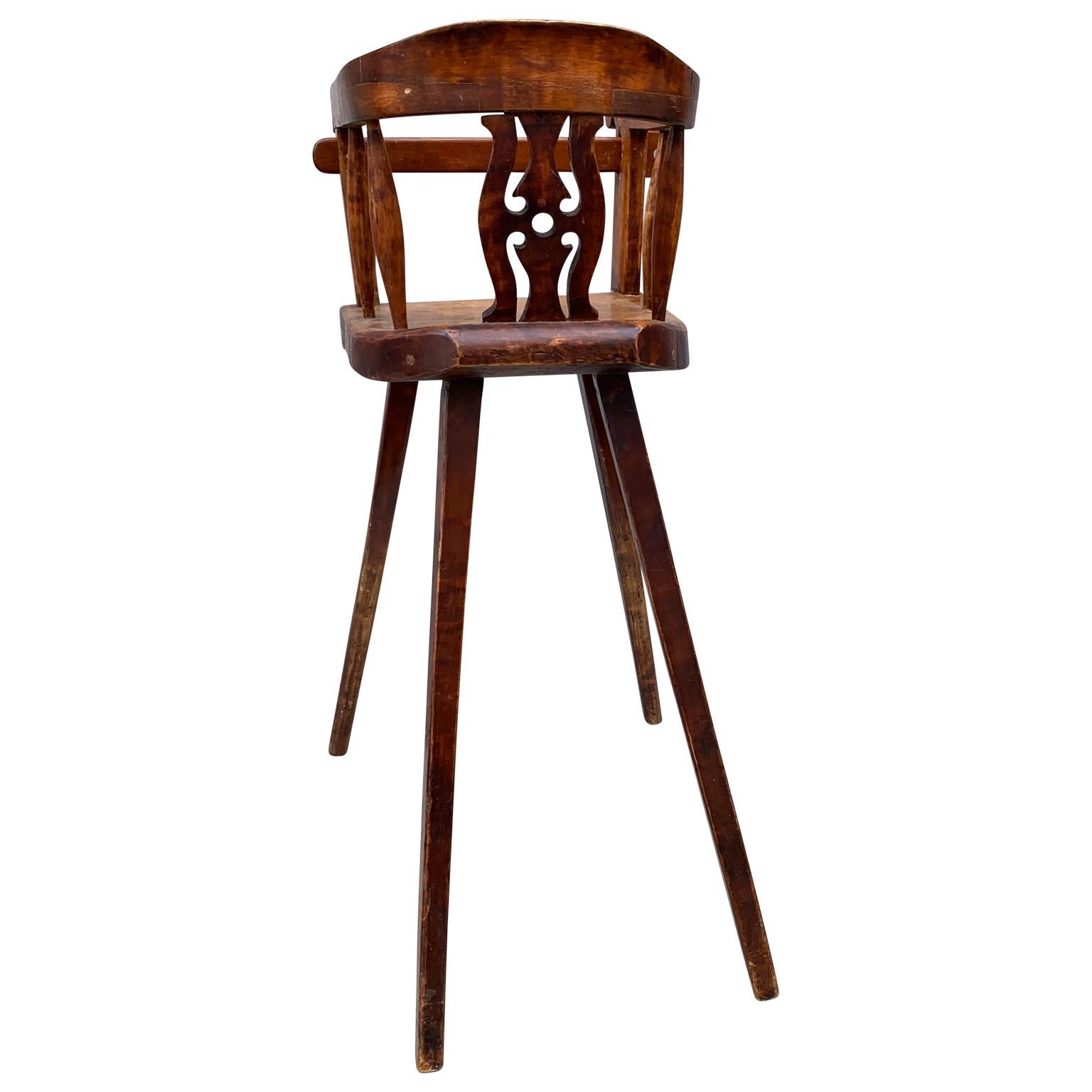 Scandinavian Swedish 19th Century Wooden Child's High Chair For Sale