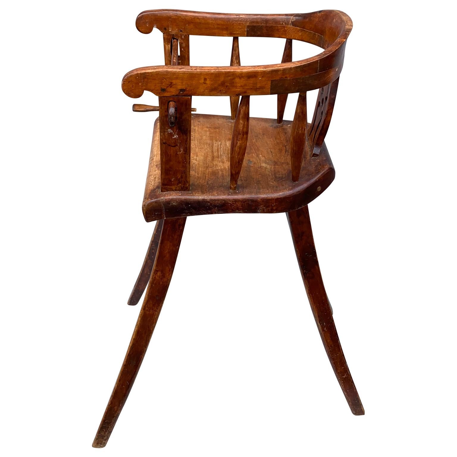 Folk Art Swedish 19th Century Wooden Child's High Chair For Sale