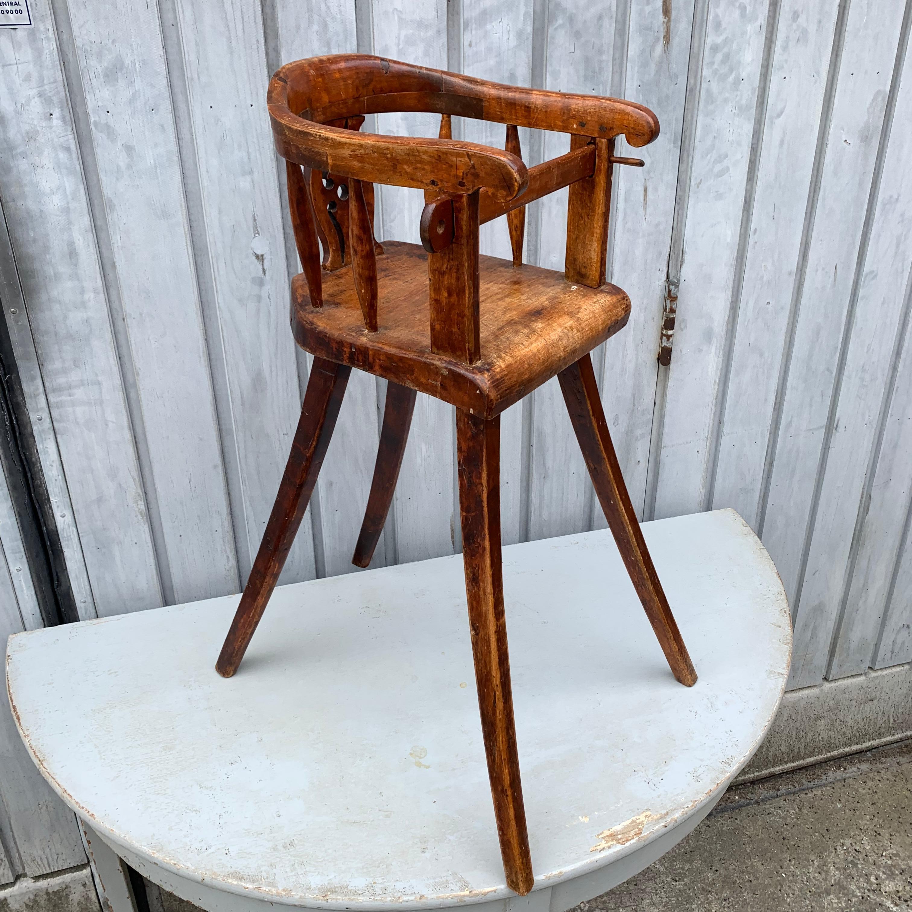 Swedish 19th Century Wooden Child's High Chair In Good Condition For Sale In Haddonfield, NJ