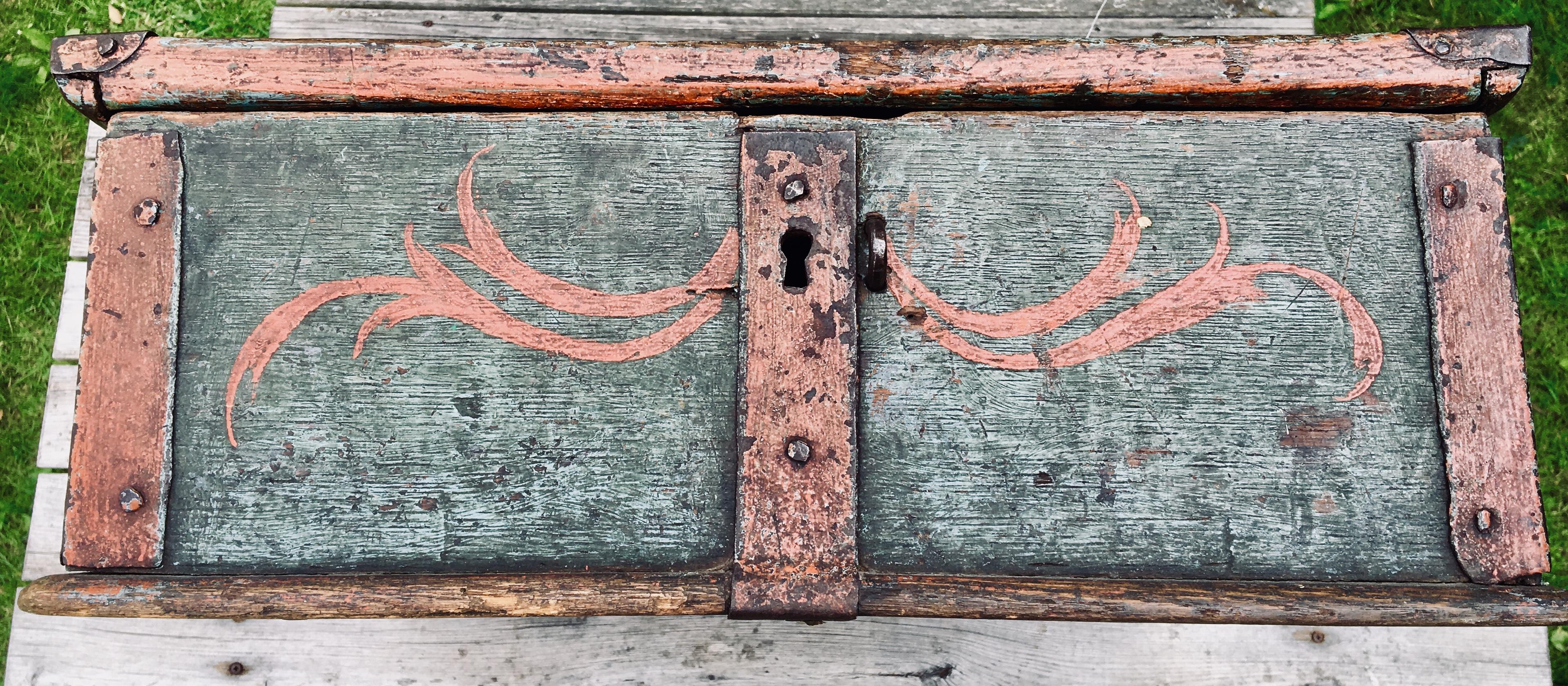 Swedish 19th Century Wooden Monogrammed and Dated Folk Art Box 5