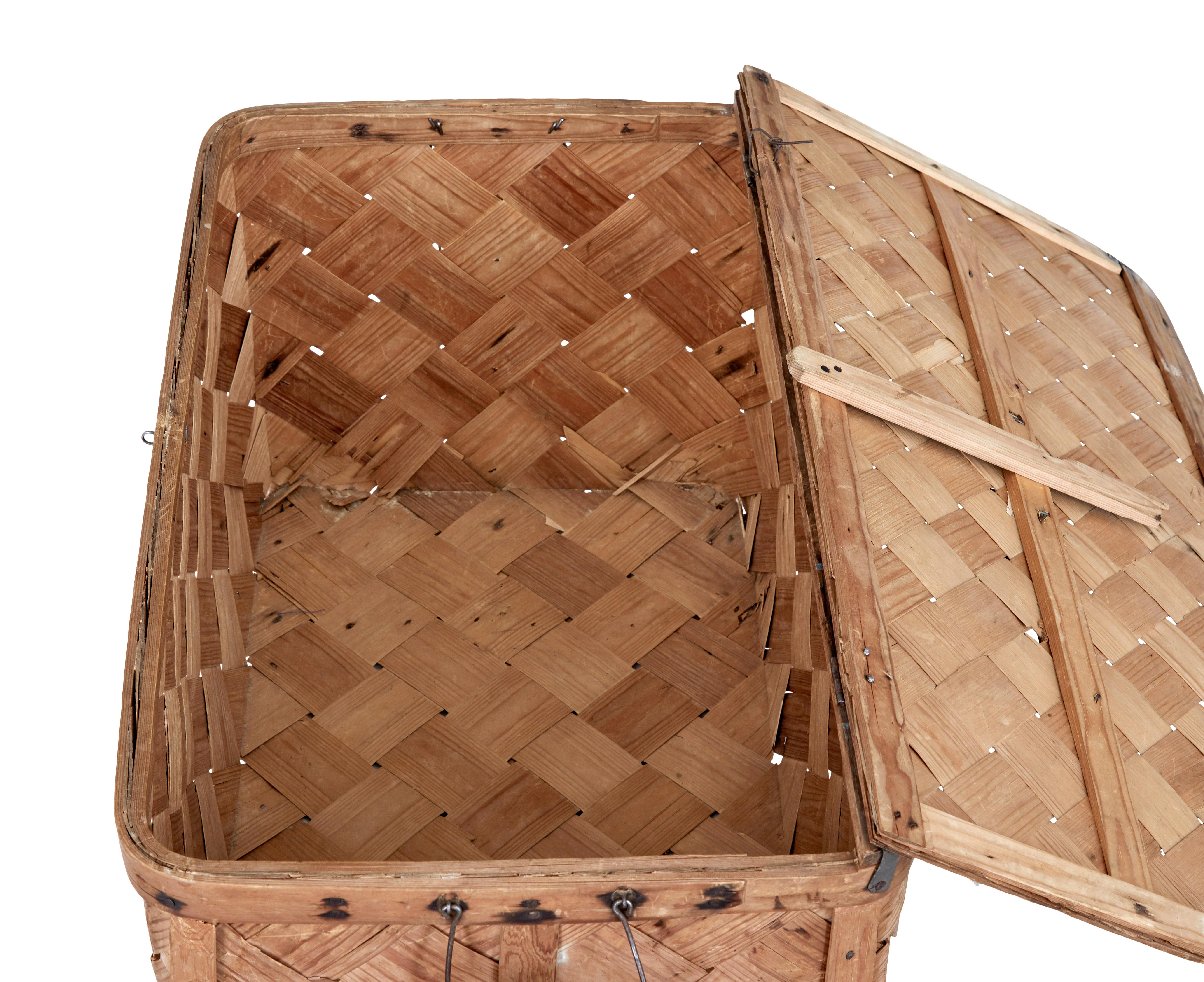 Swedish 19th Century Woven Pine Basket 1