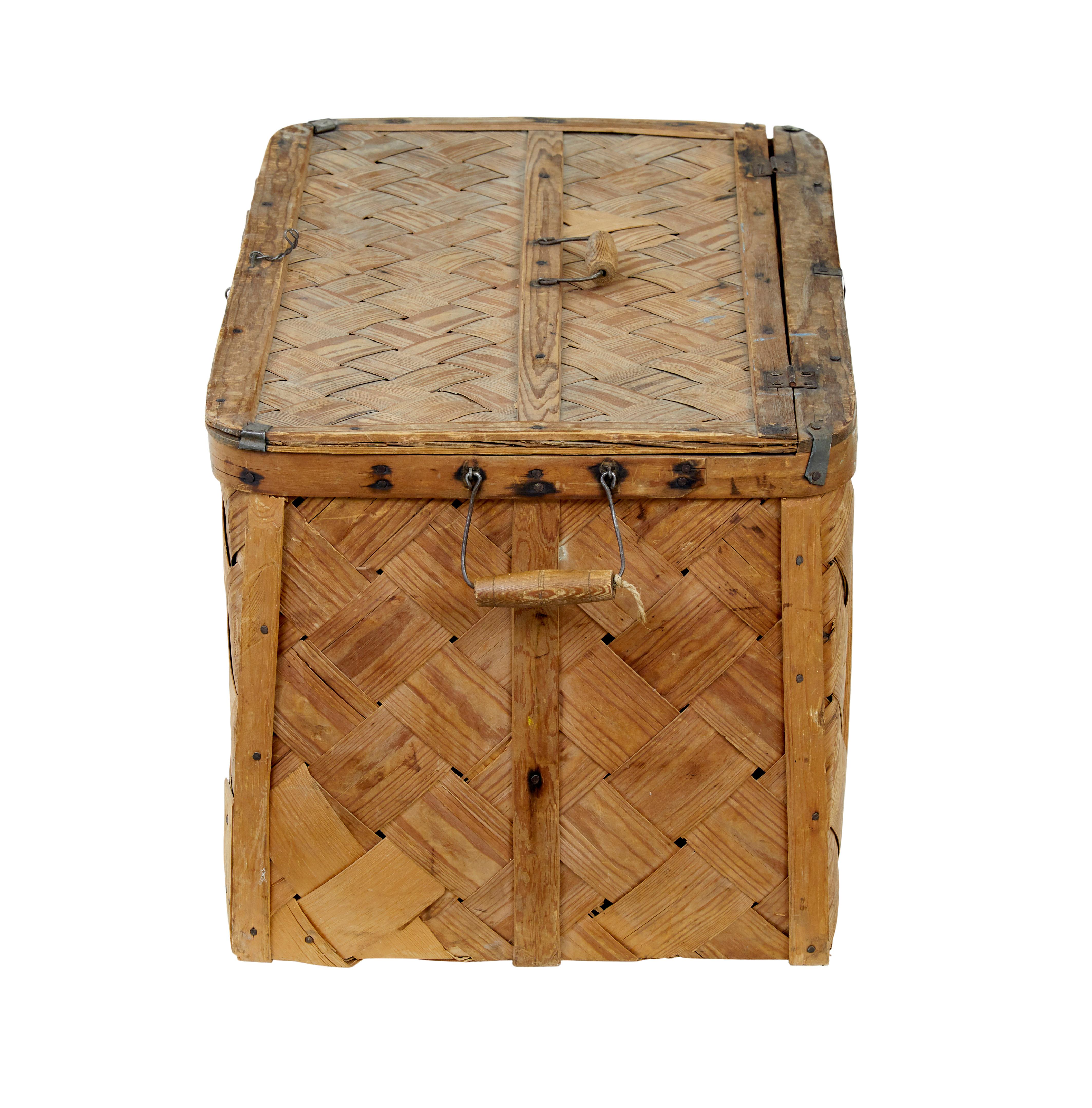 19th Century Swedish 19th century woven pine basket For Sale