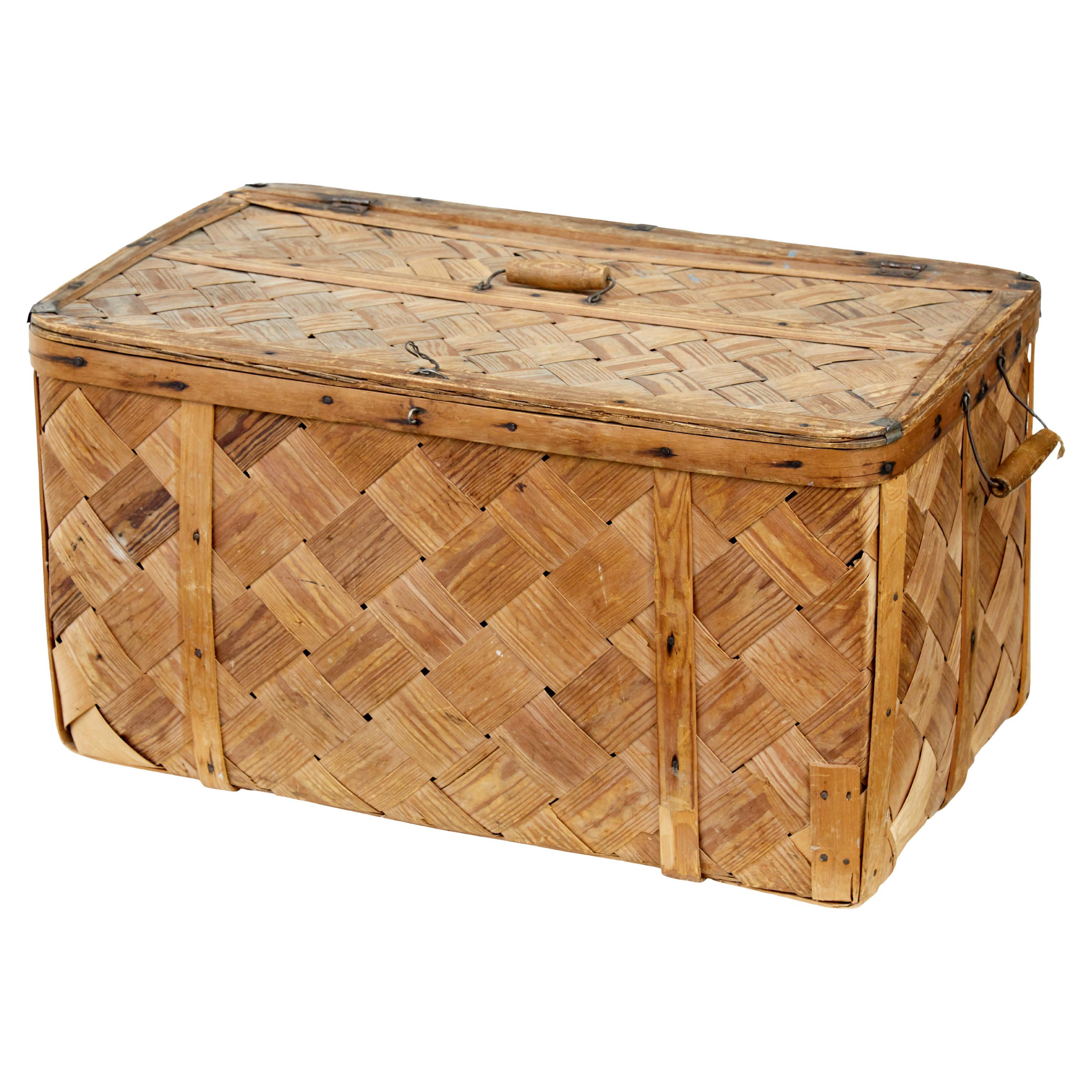 Swedish 19th century woven pine basket