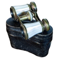 Swedish 20th-Century Mother-of-Pearl and Brass Theater Binoculars with Leather