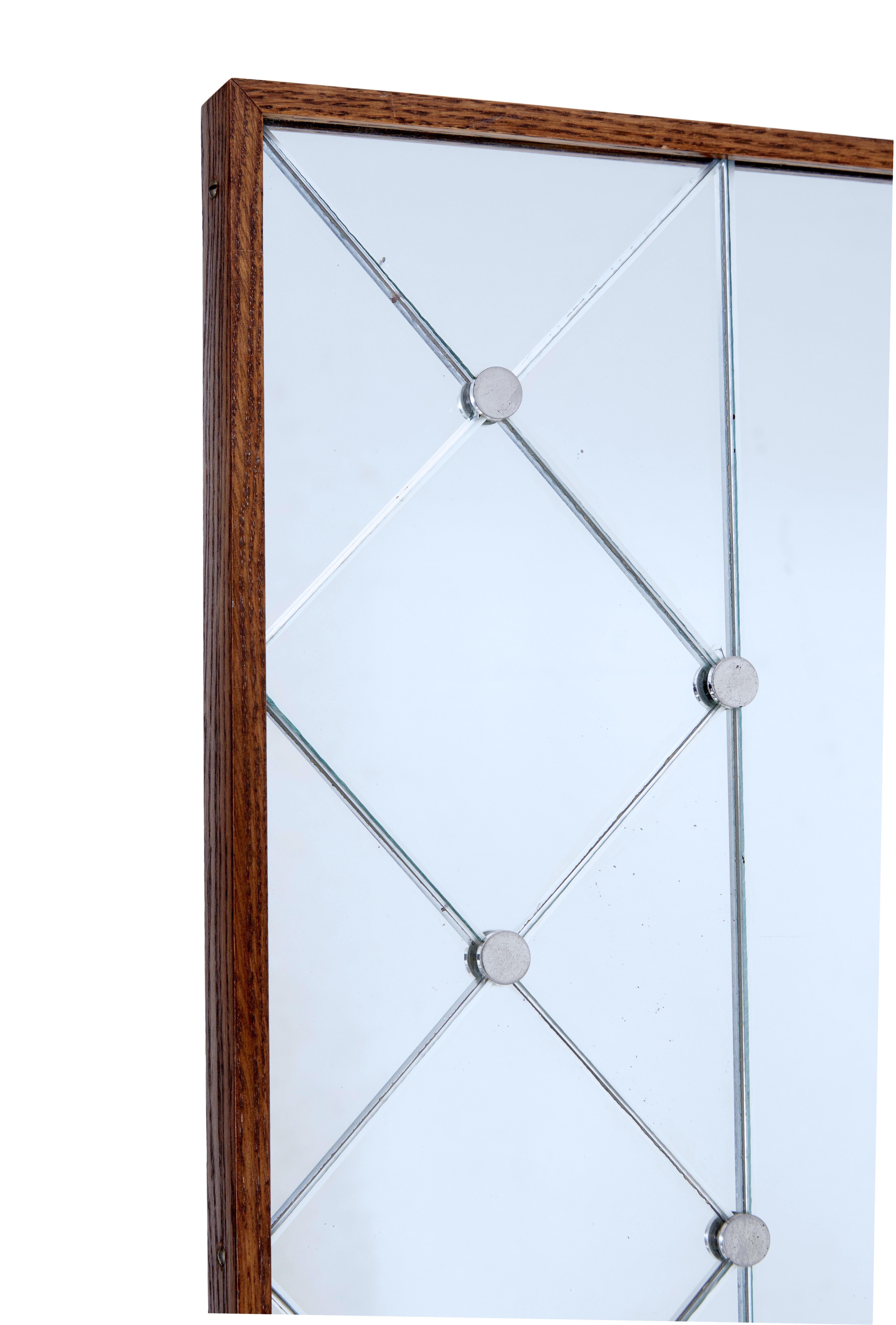 Mid-Century Modern Swedish 20th Century Oak Framed Hall Mirror