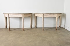 Swedish 20th Century Pair of Demilune Consoles