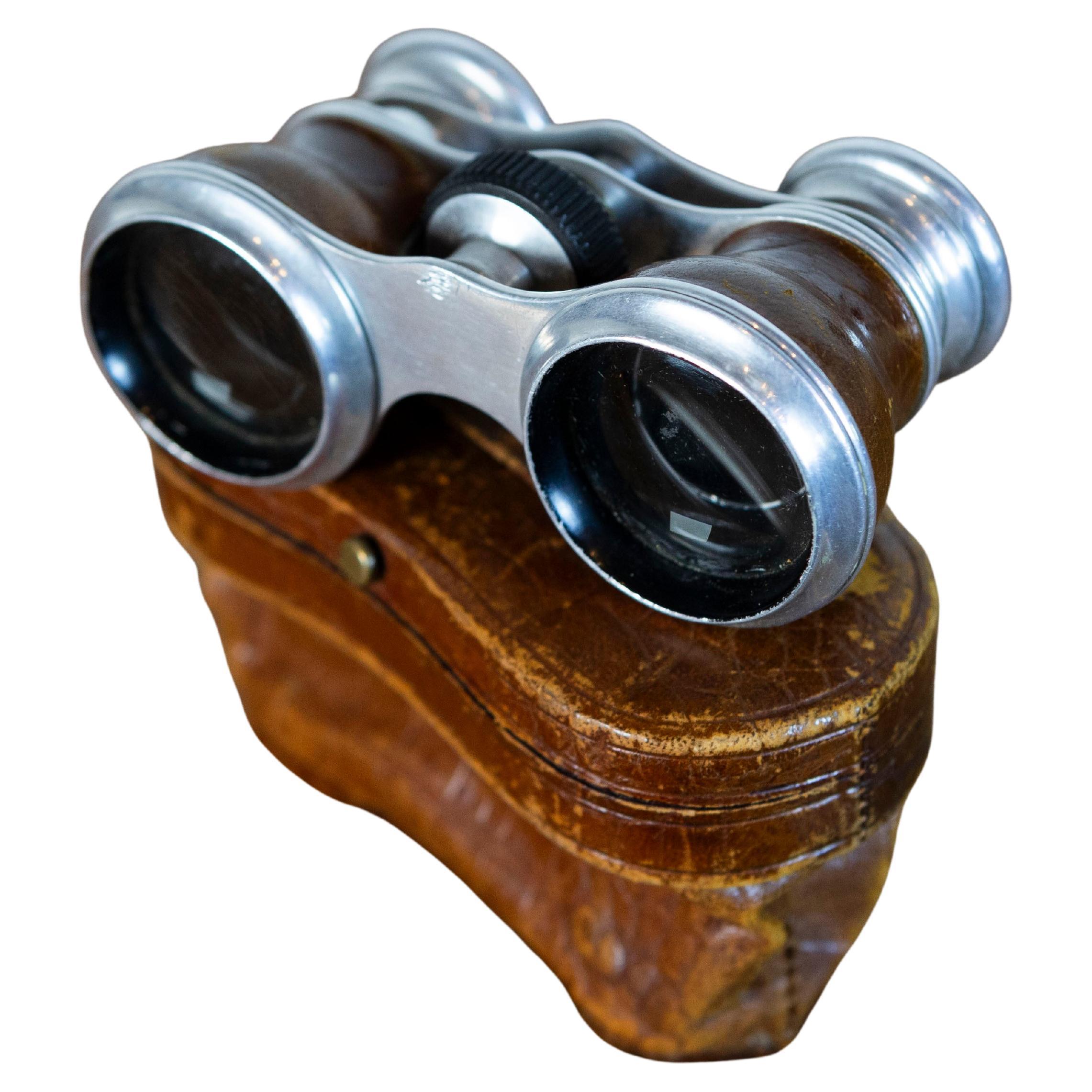 Swedish 20th Century Pair of Theater Binoculars With Leather Case
