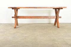 Table à tréteaux suédoise en pin du 20e siècle