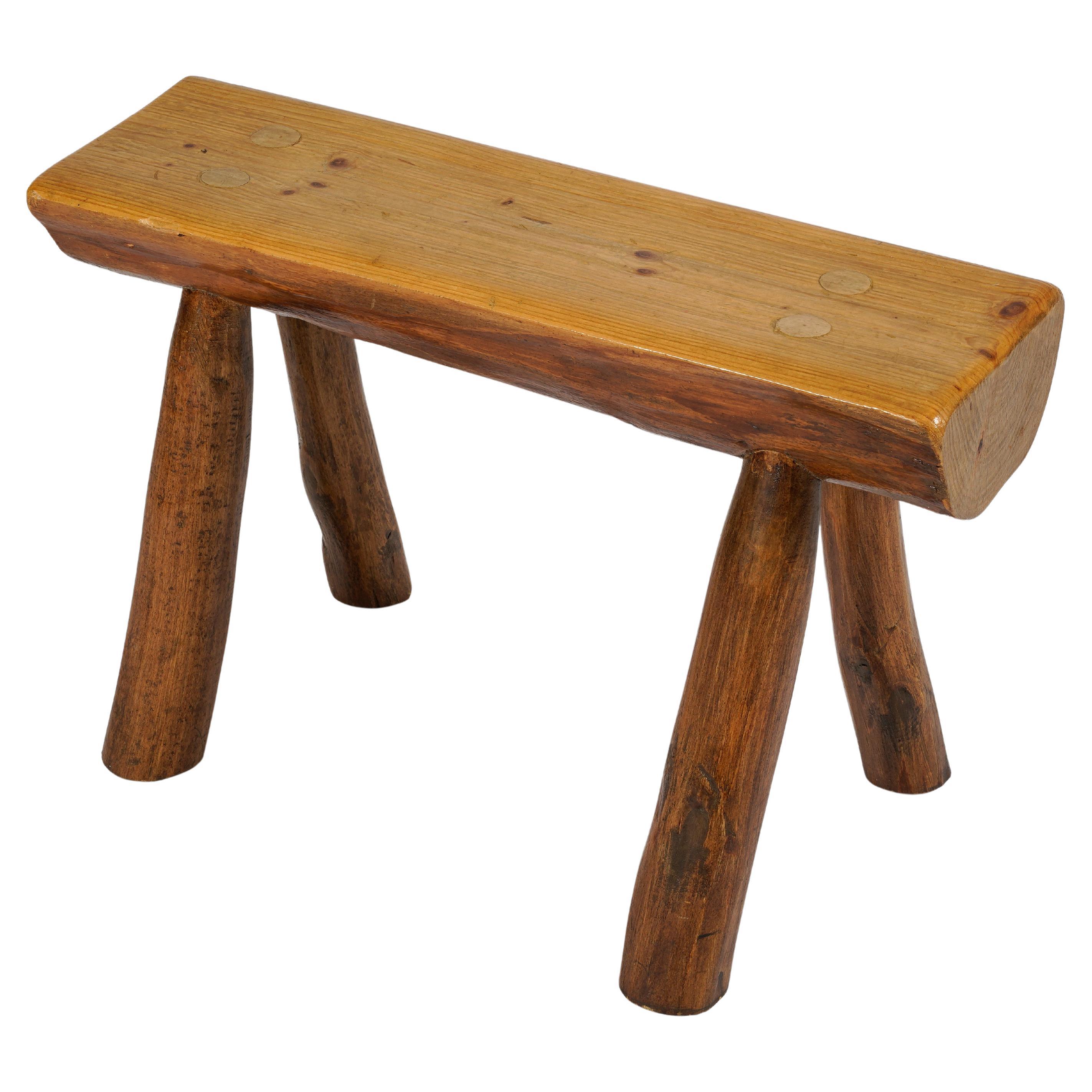 Swedish 20th Century solid pine log bench