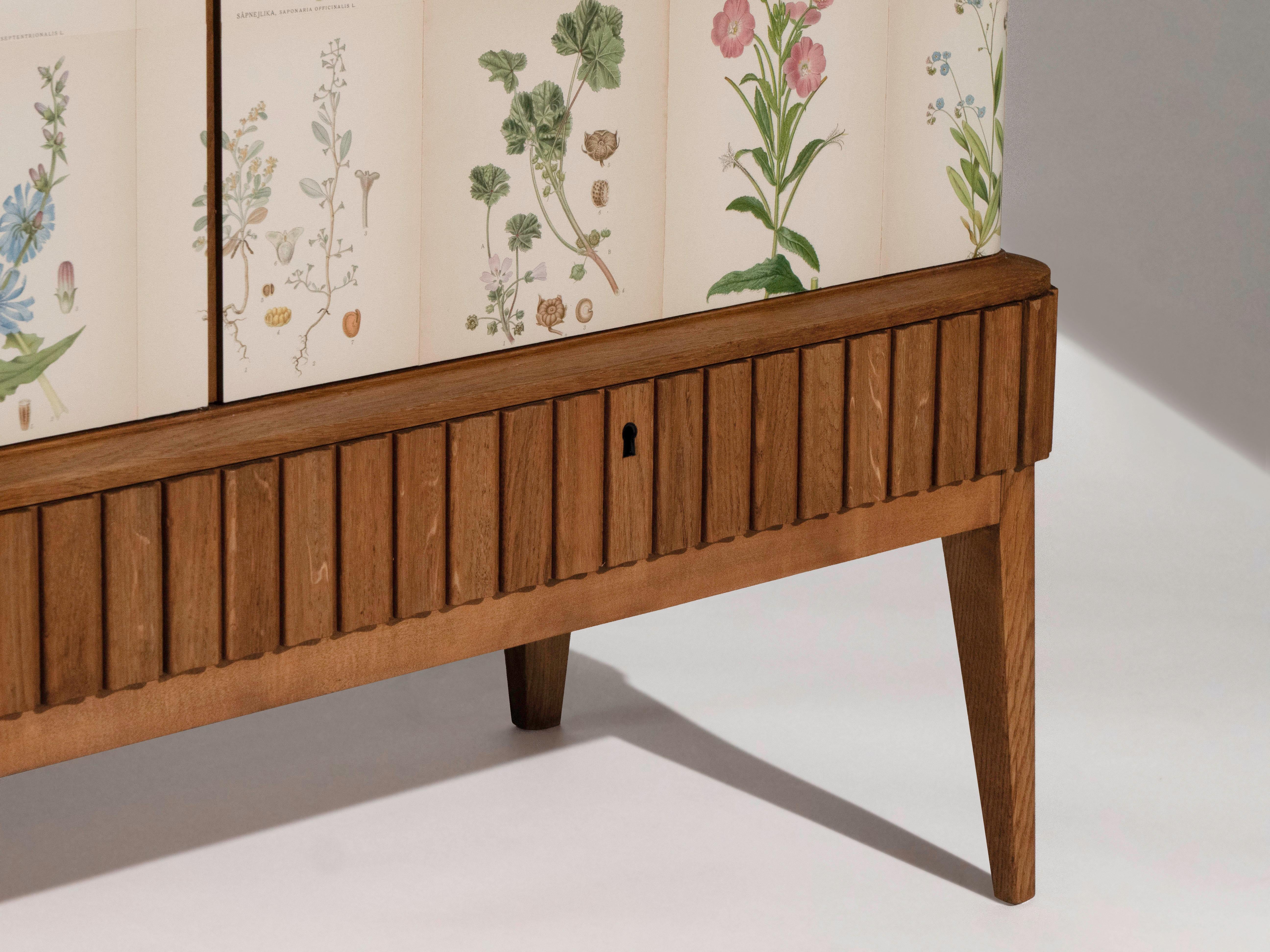 Swedish 3-Door Cabinet with Nordens Flora Illustrations, Josef Frank Style 4