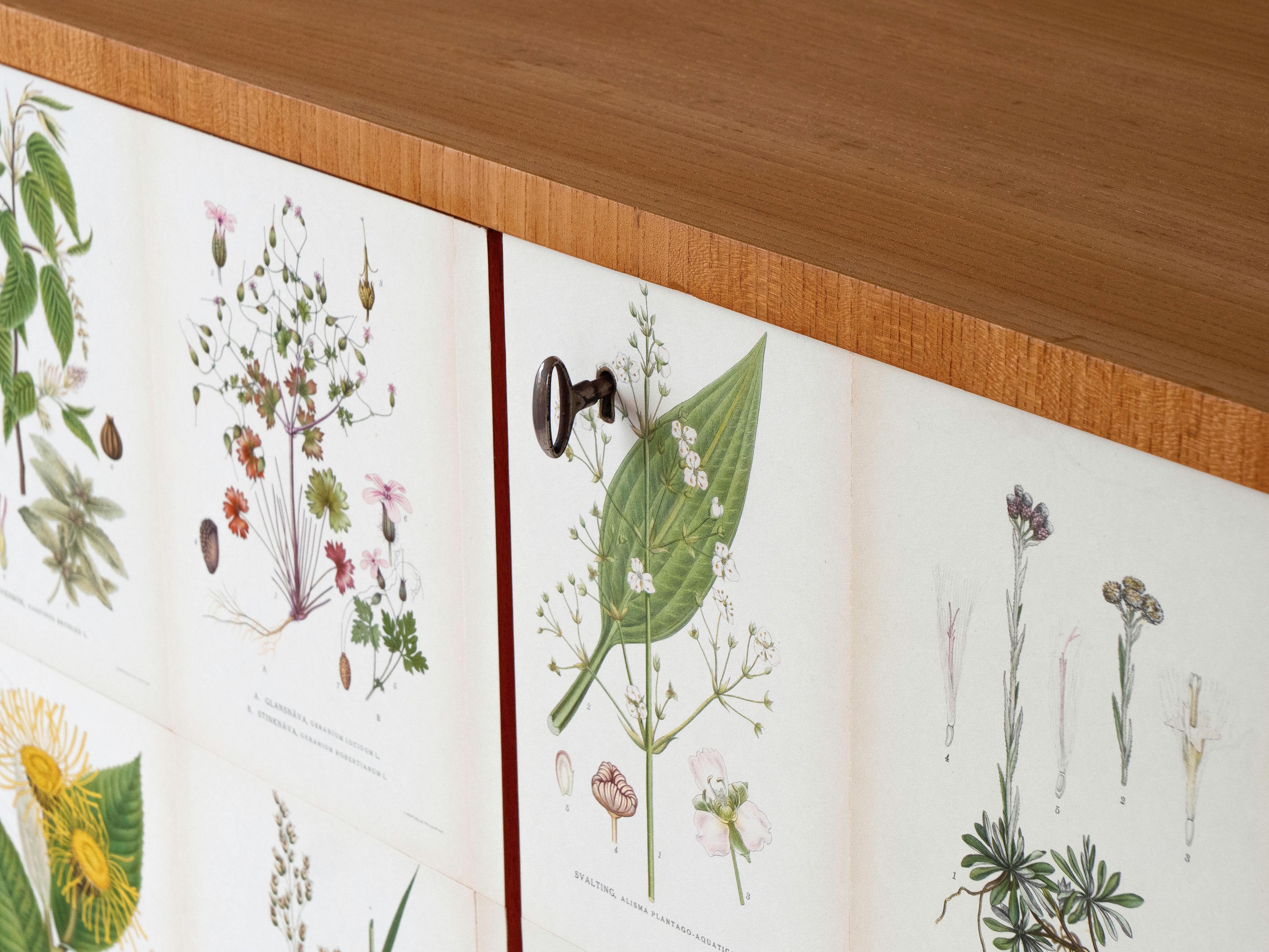 Armadio svedese a 3 ante con illustrazioni di Flora Nordens, stile Josef Frank in vendita 6