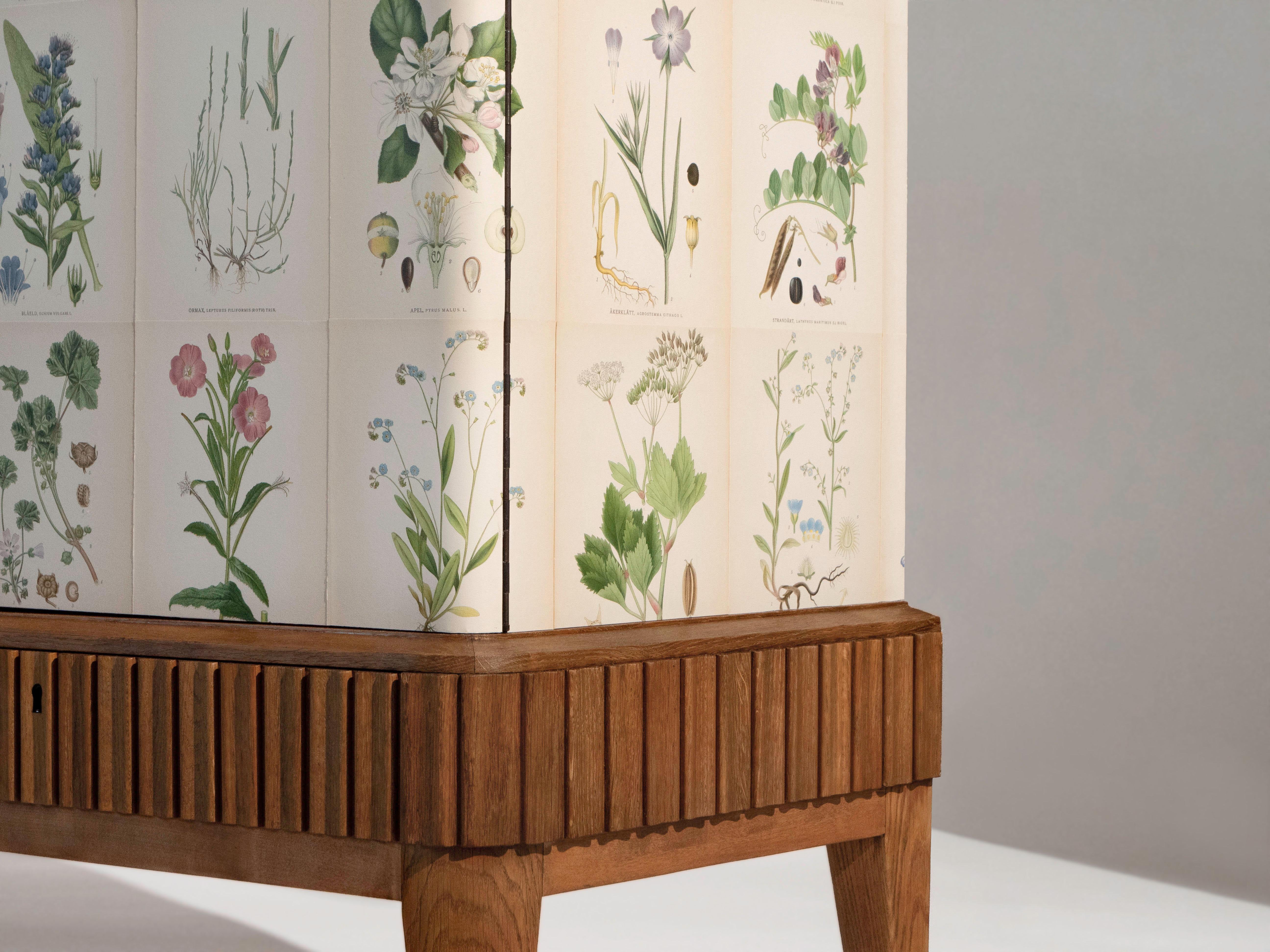 Swedish 3-Door Cabinet with Nordens Flora Illustrations, Josef Frank Style 7