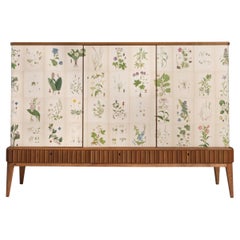 Swedish 3-Door Cabinet with Nordens Flora Illustrations, Josef Frank Style