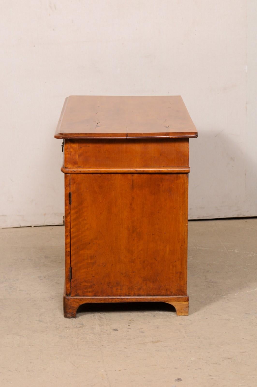 Swedish Wide Curly Birch Pedestal Desk, Circa 1820-1840 5