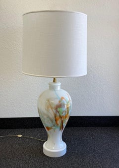Swedish Abstract Art Glass and Brass Table Lamp by Marbro Lamp Co.